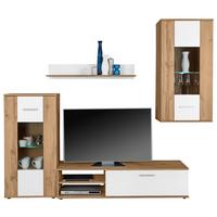Dnevni Regal Lido, Barva Hrasta, Bela, Led - barve kroma/črna, Moderno, umetna masa/steklo (235/190/38cm) - Mömax