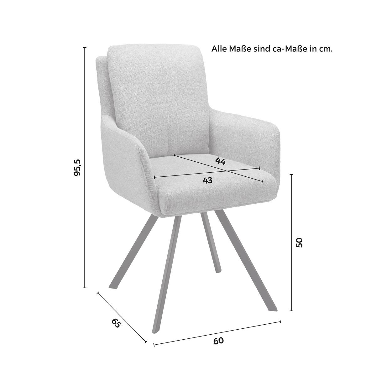 Naslanjač Marie, Siva, Vrtljiv - siva/črna, Moderno, kovina/tekstil (60/95,5/65cm) - Bessagi Home