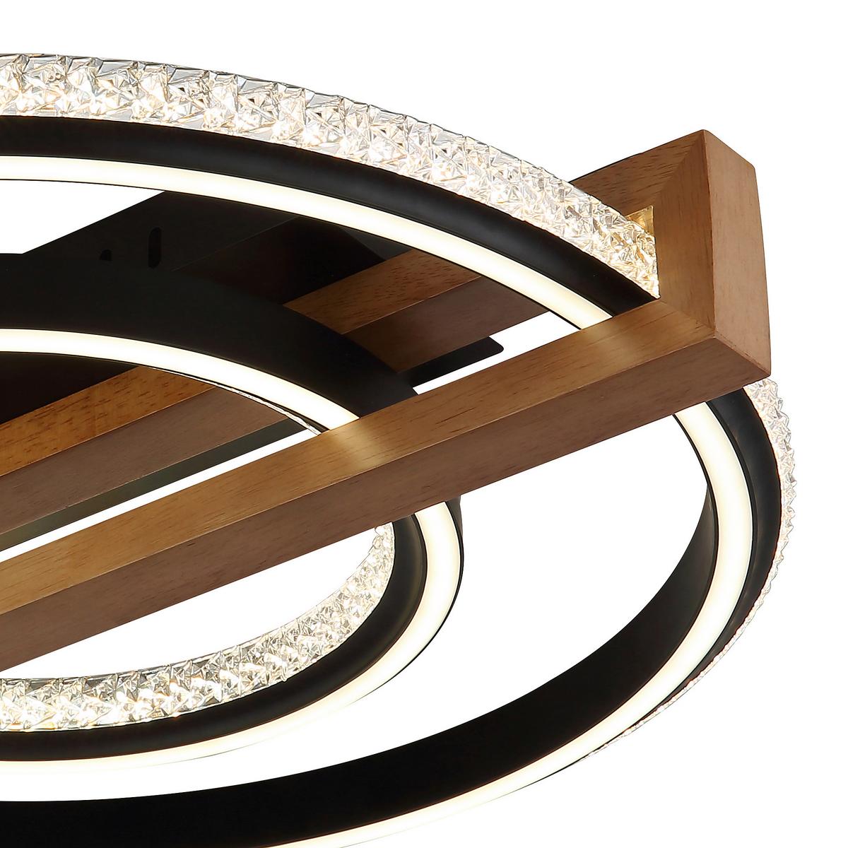 LED-DECKENLEUCHTE 48137R  DELORIS - Klar/Dunkelbraun, Basics, Holz/Kunststoff (50/55/11,5cm) - Globo