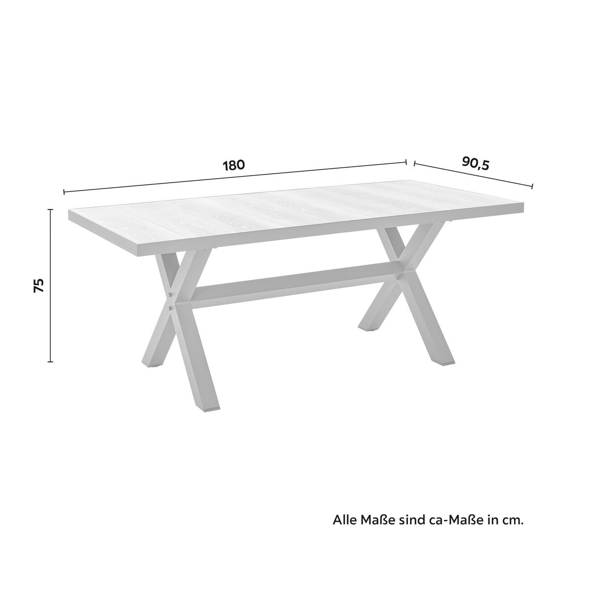 Vrtna Miza Fleur, Temno Siva, Barva Hrasta, 180x90 Cm - temno siva/barve hrasta, Moderno, kovina/keramika (180/75/90,5cm) - Bessagi Garden