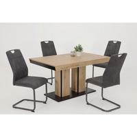 TISCHGRUPPE AGNES I G - Anthrazit/Eiche Artisan, MODERN, Holzwerkstoff/Textil (140 - 220/76/90cm) - MID.YOU