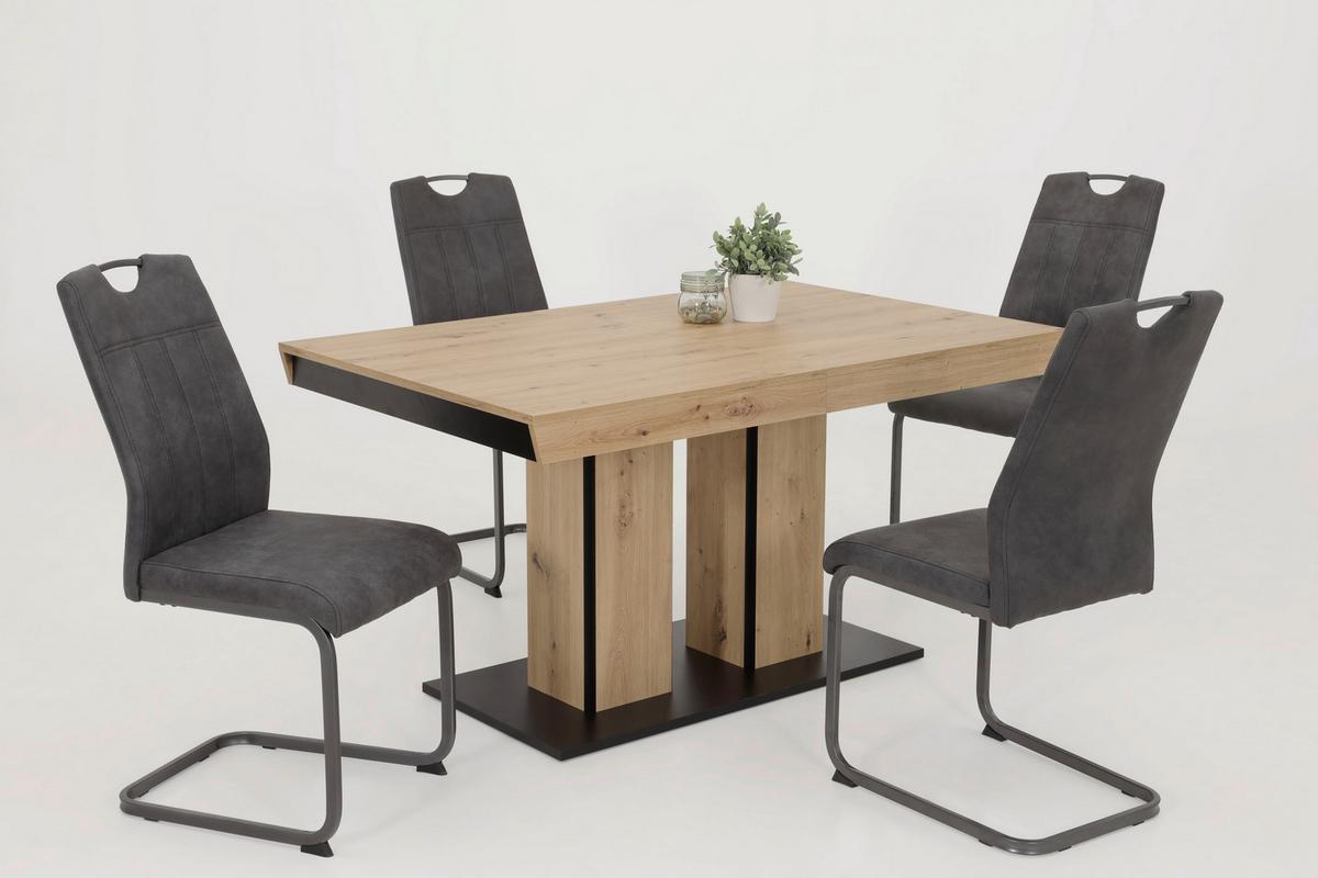 TISCHGRUPPE AGNES I G - Anthrazit/Eiche Artisan, MODERN, Holzwerkstoff/Textil (140 - 220/76/90cm) - MID.YOU