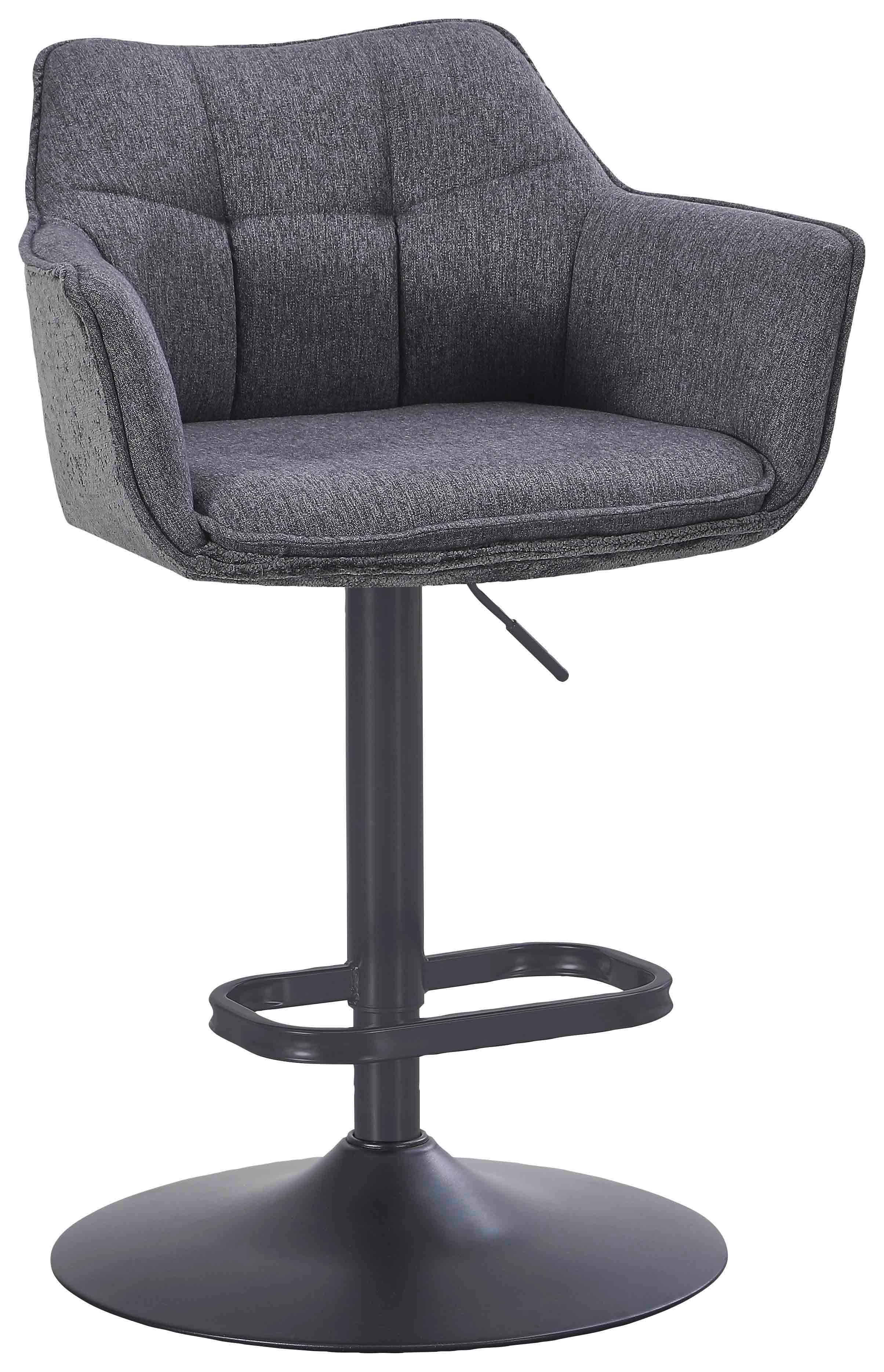 TABOURET DE BAR LINA - gris/noir, MODERN, métal/textile (58/89-110/53cm) - Mömax