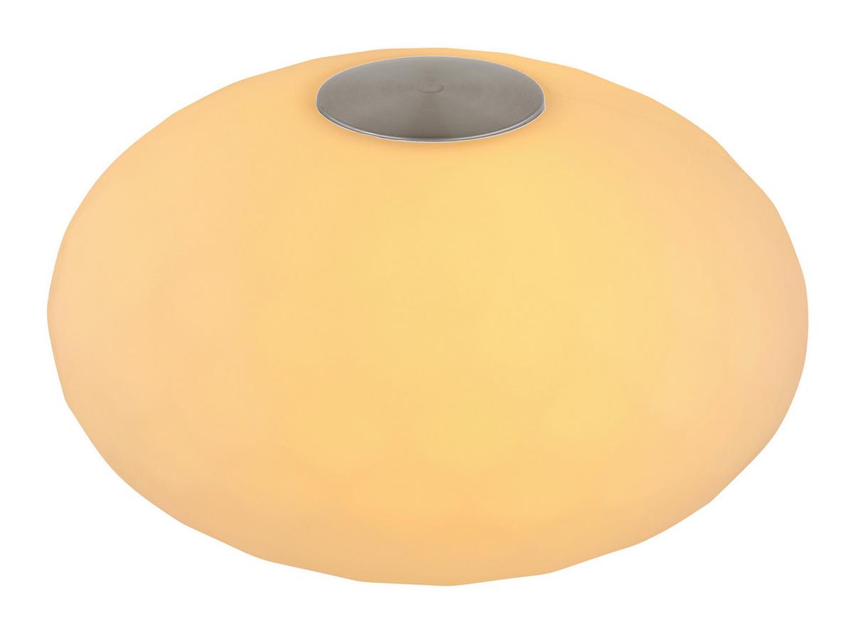 AKKU-TISCHLEUCHTE 28068 LEALA - Weiss/Edelstahlfarben, Konventionell, Kunststoff/Metall (20/11,7cm) - Globo