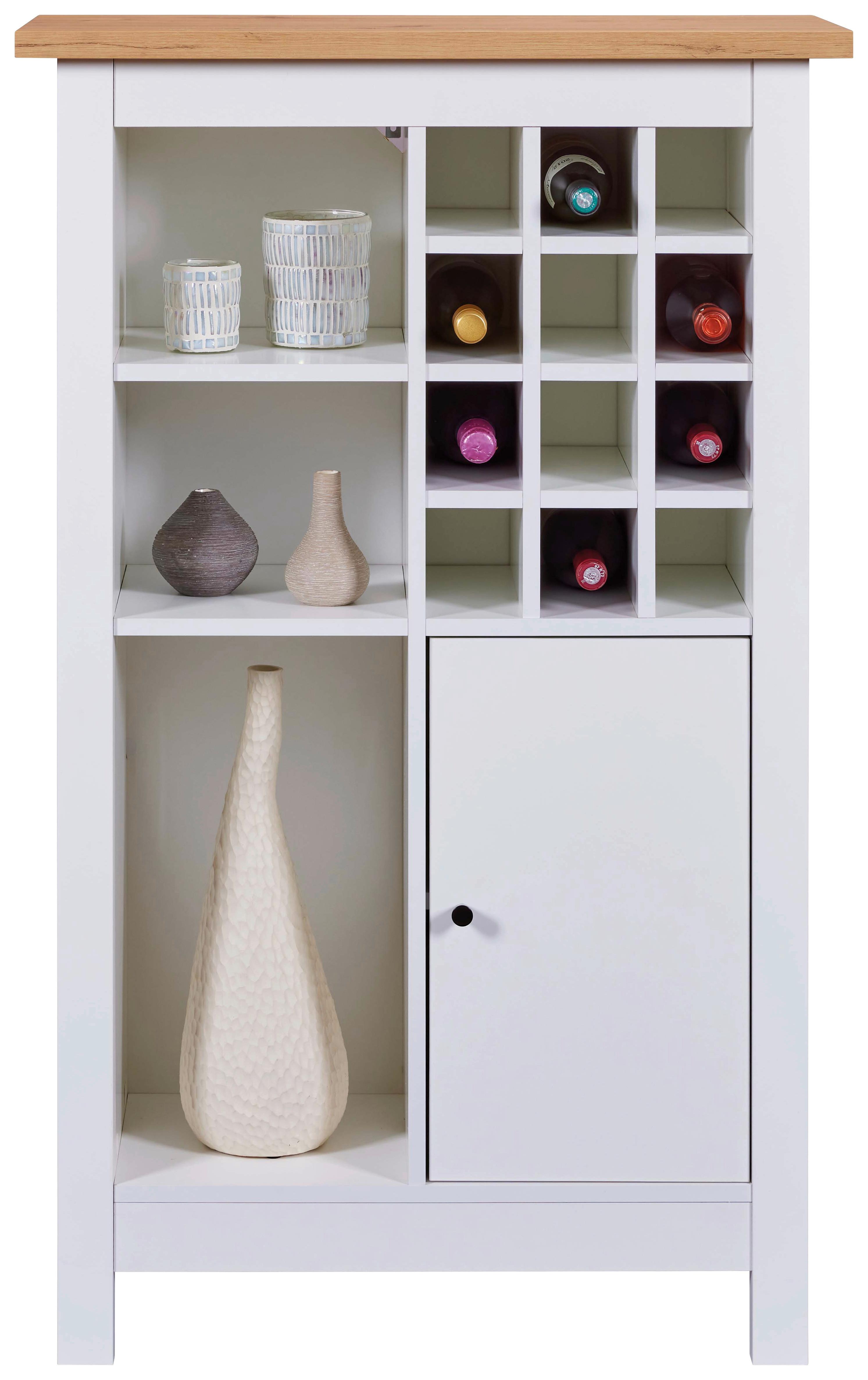 Weinschrank Sicilia Weiß/Eiche Artisan - Schwarz/Weiß, MODERN, Holzwerkstoff/Kunststoff (76,8/124,4/33cm) - Mömax