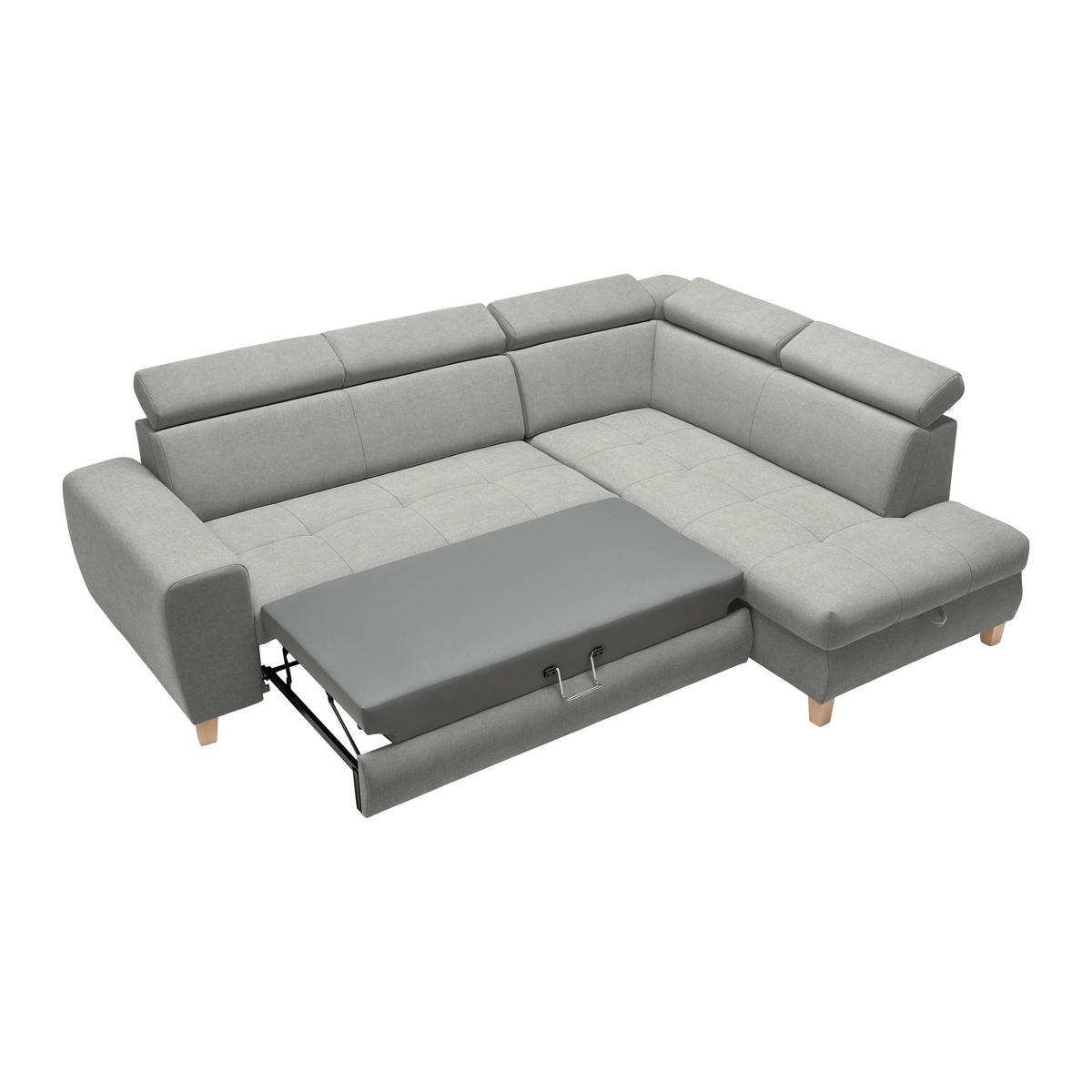 Ecksofa Lugo Grau - Grau, MODERN, Holz/Kunststoff (266/98/205cm) - Mömax