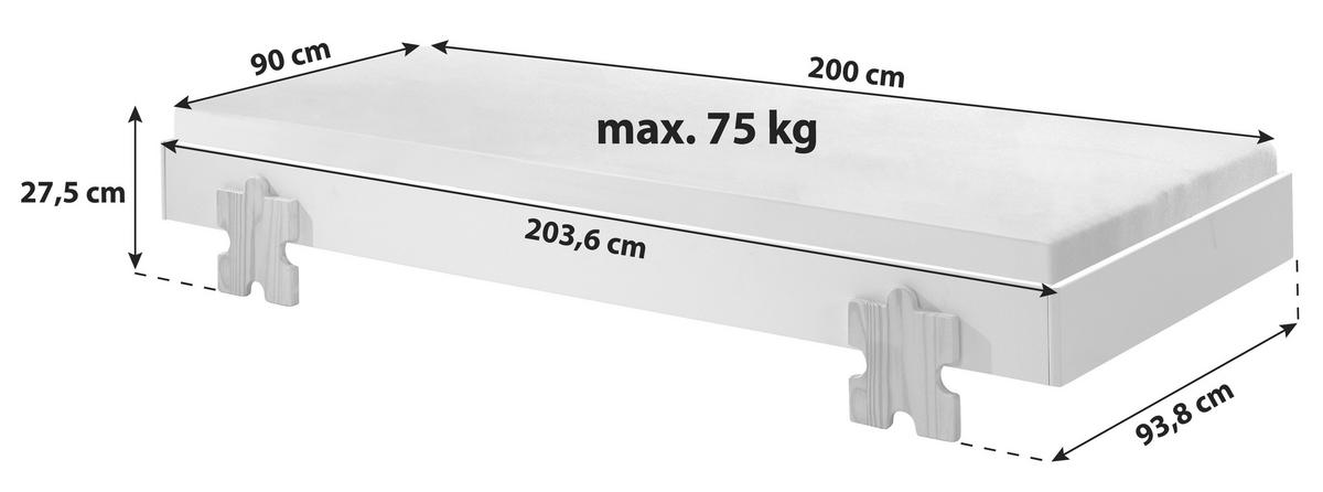 Kinder-/Juniorbertt Modulo ca. 90x200 cm Grau - Grau/Kieferfarben, MODERN, Holz/Holzwerkstoff (90/200cm) - MID.YOU