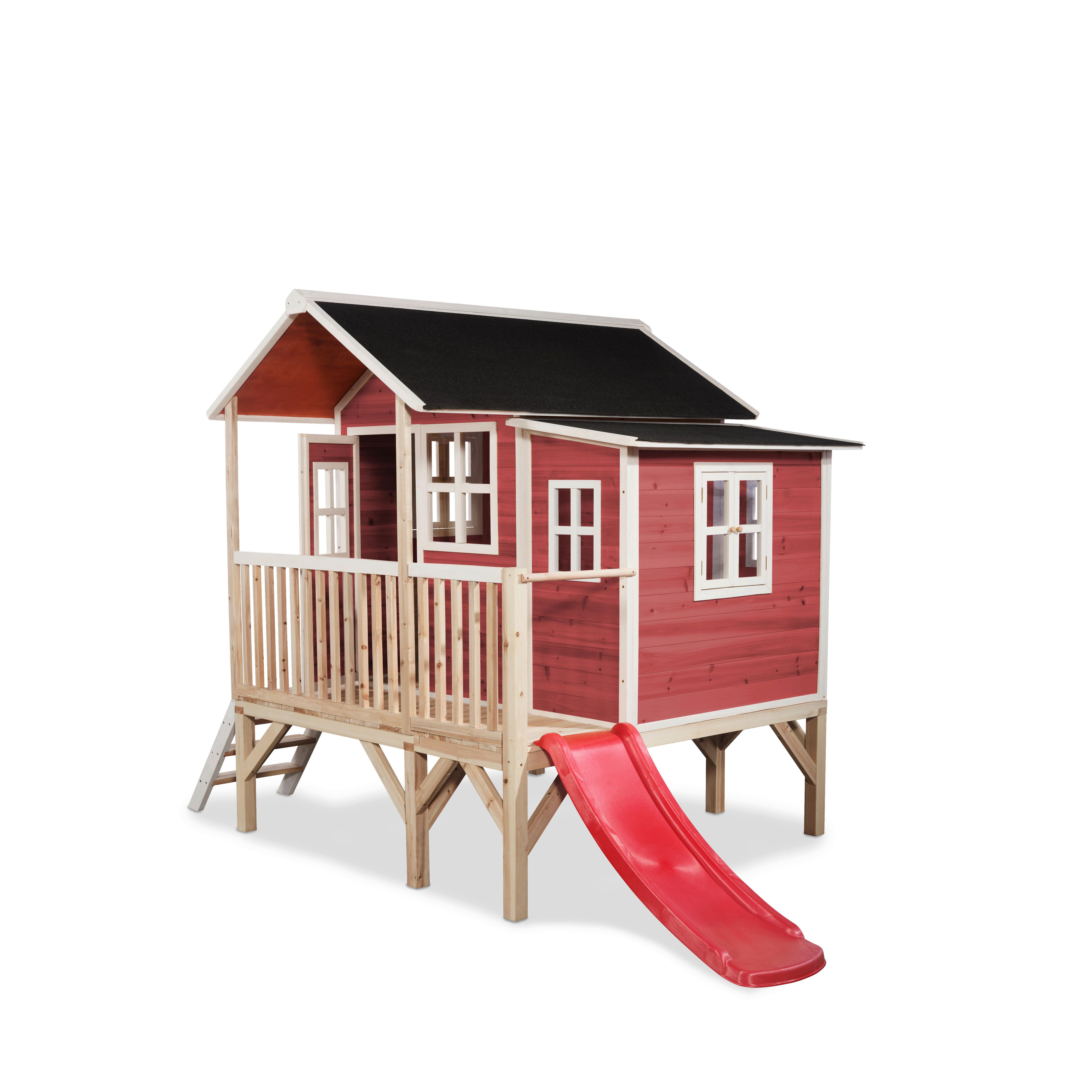 Spielhaus Exit Loft Rot - Rot, KONVENTIONELL, Holz (322/190/215cm) - EXIT Toys