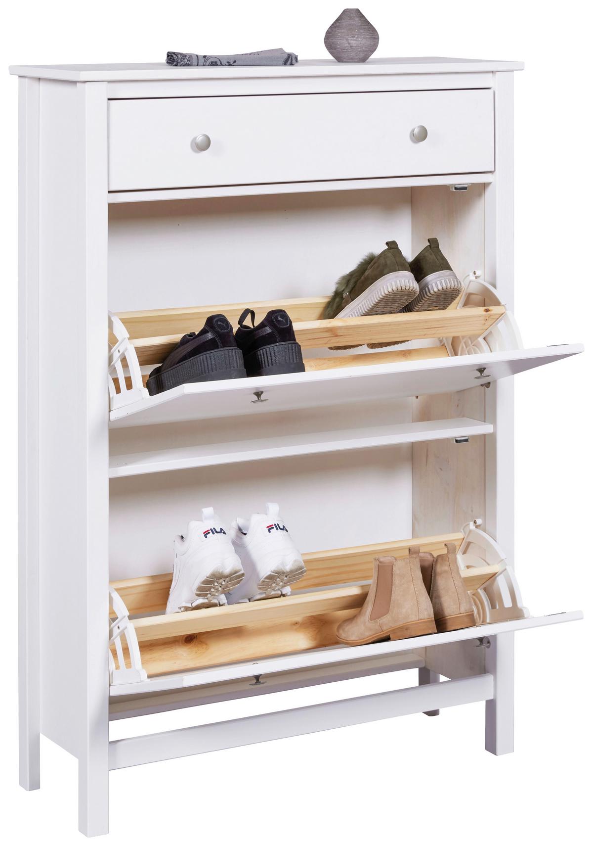 Schuhschrank Chilly Home ca.90x127x30cm Weiß - Silberfarben/Weiß, Design, Holz/Metall (90/127/30cm) - Livetastic