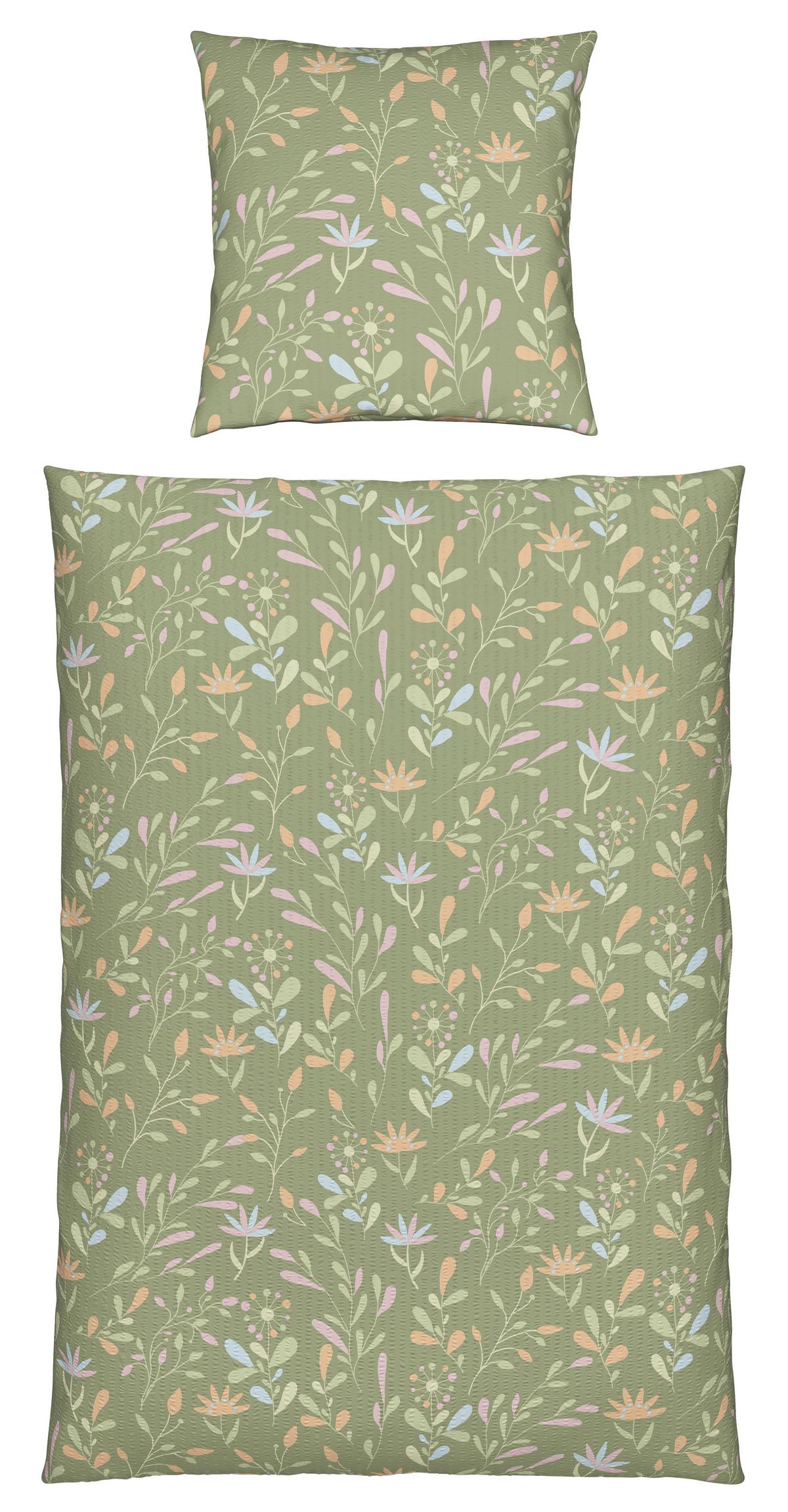 Bettwäsche Marina XL Grün ca. 155x220cm - Grün, KONVENTIONELL, Textil (155/220cm) - Mömax