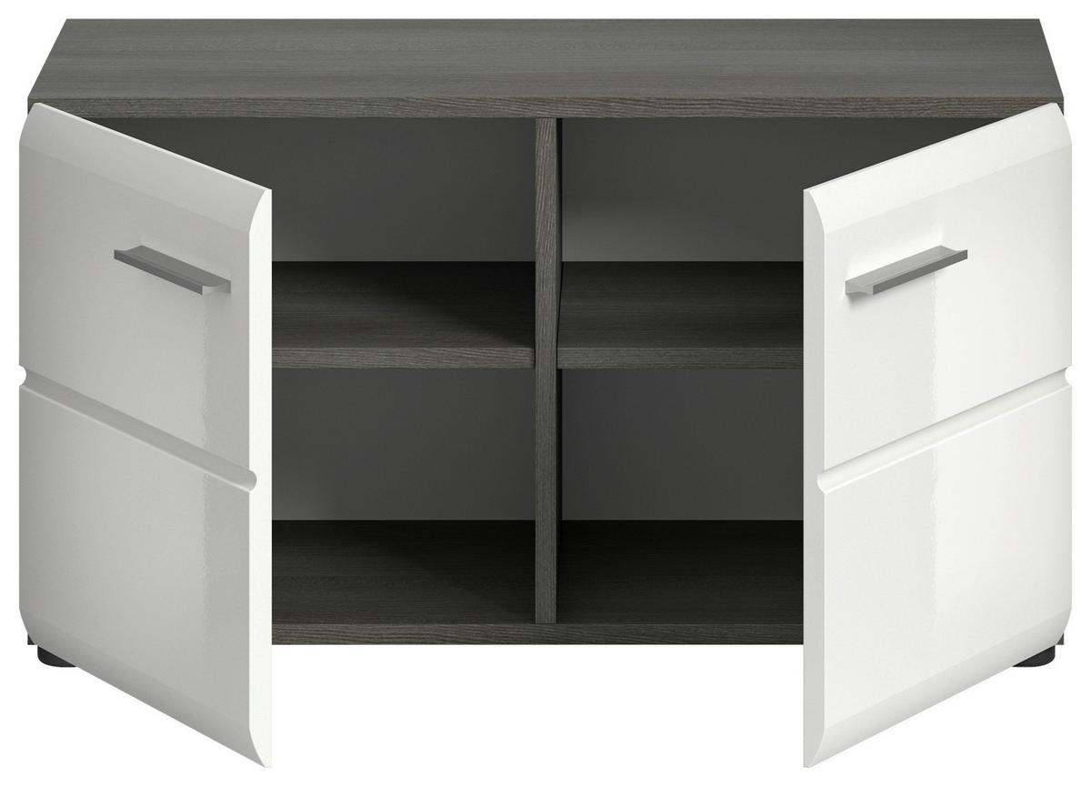 Sitzbank Salsa ca. 80x44x37cm Weiß/Rauchsilb. - Weiß Hochglanz/Silberfarben, Design, Holzwerkstoff/Kunststoff (80/44/37cm) - MID.YOU