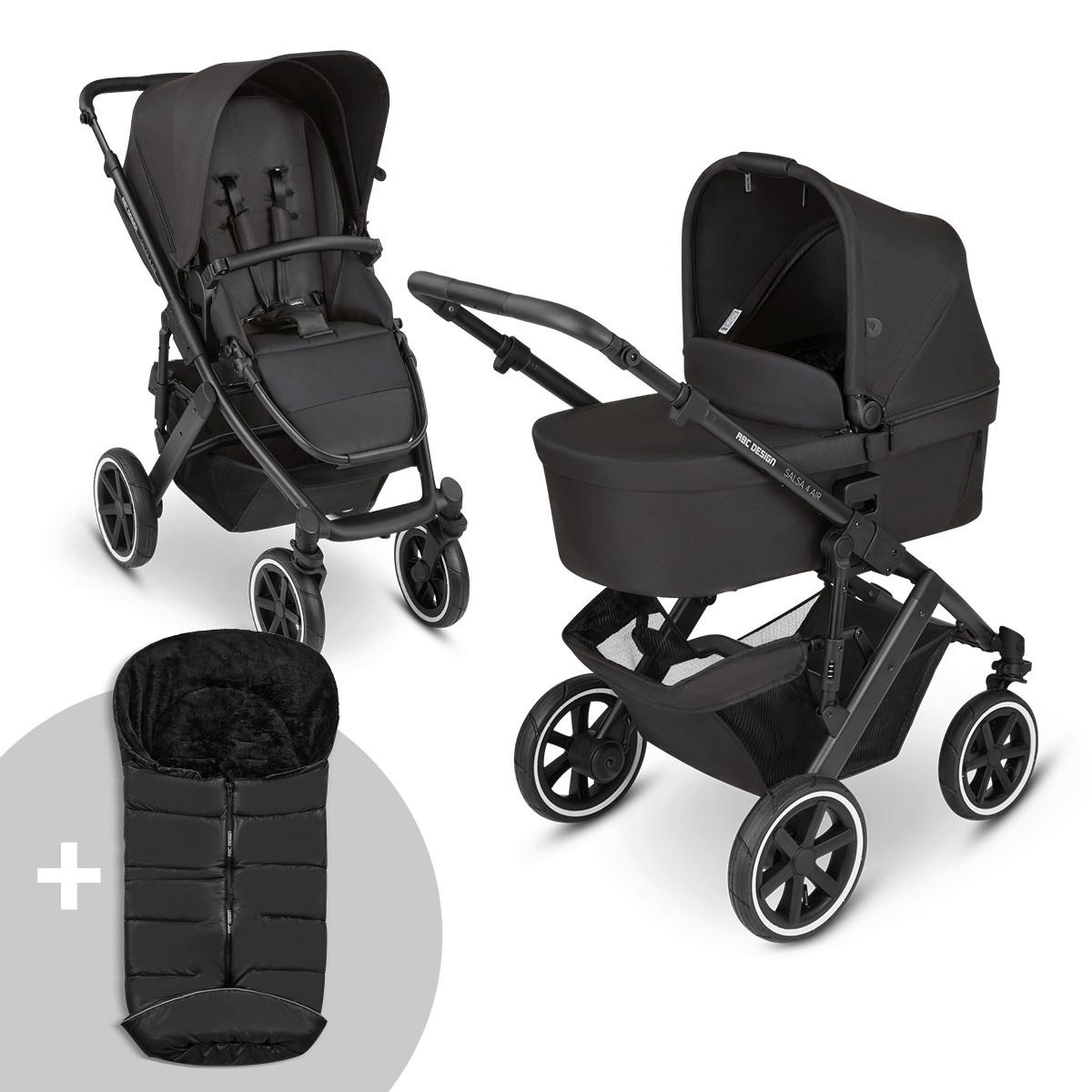 WÓZEK DZIECIĘCY WIELOFUNKCYJNY SALSA 4 AIR - czarny, Basics, tkanina (95/63/101cm) - ABC Design