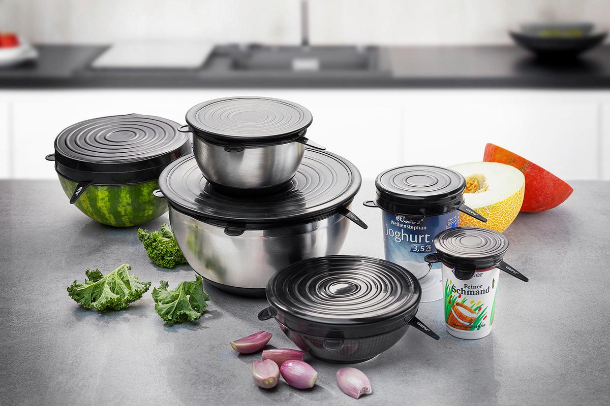 ZESTAW POKRYWEK SILIKONOWYCH 12765 6 SZT. - czarny, Basics, tworzywo sztuczne - Gefu