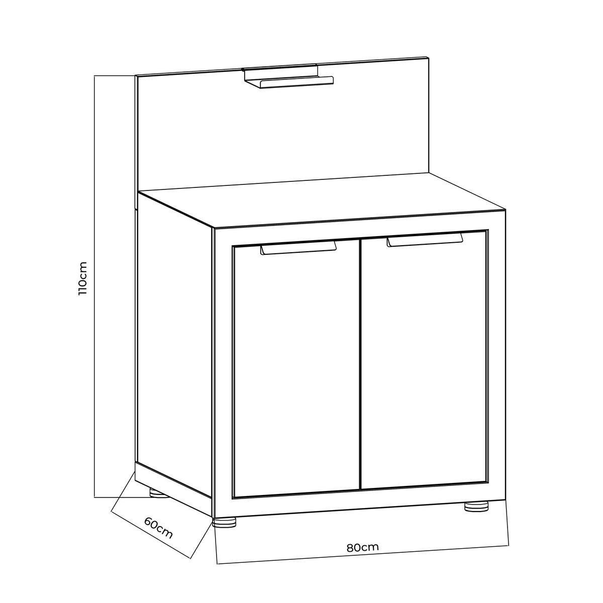 Outdoorküchenunterschank Origin Anthrazit - Anthrazit, Basics, Metall (80/110/60cm) - Gardenson