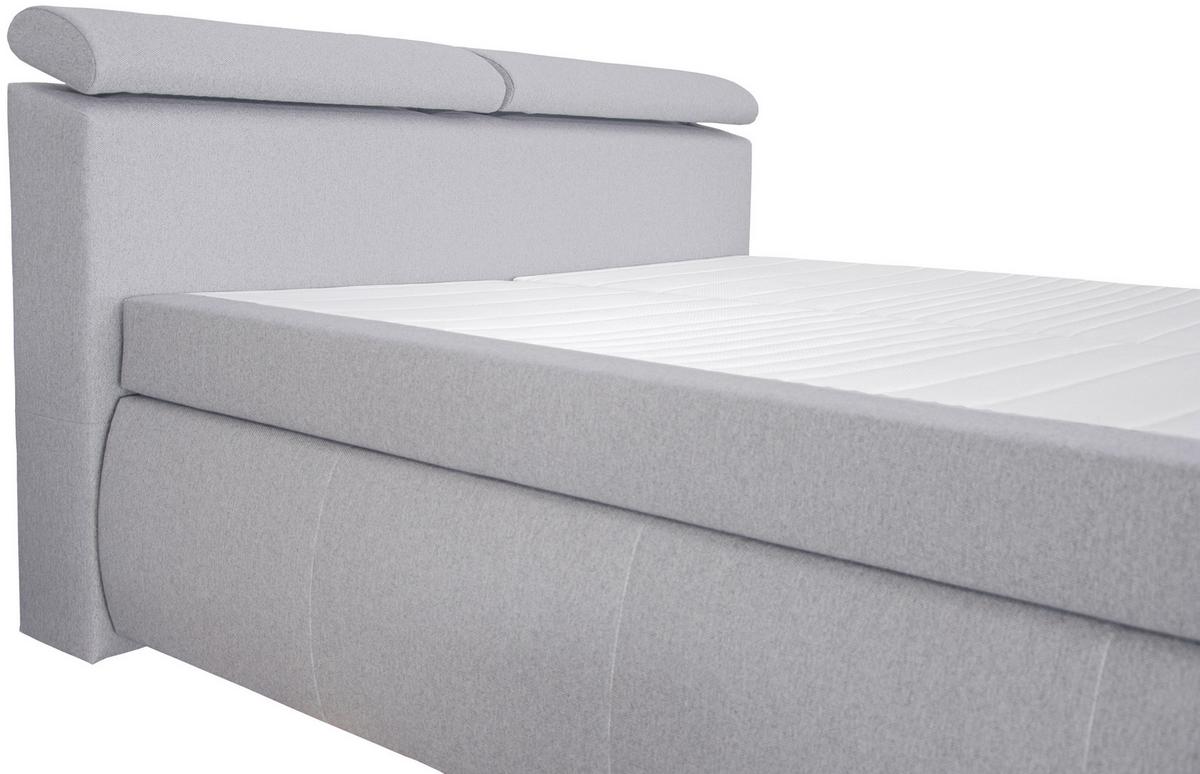 Boxspring Krevet Anett - svijetlo siva/boje kroma, Basics, tekstil/plastika (180/200cm)