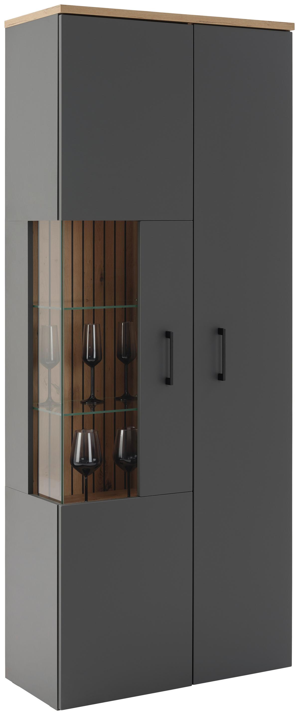 Vitrina Amare Amrv 03 - crna, Moderno, staklo/drvni materijal (76,3/192/35cm)