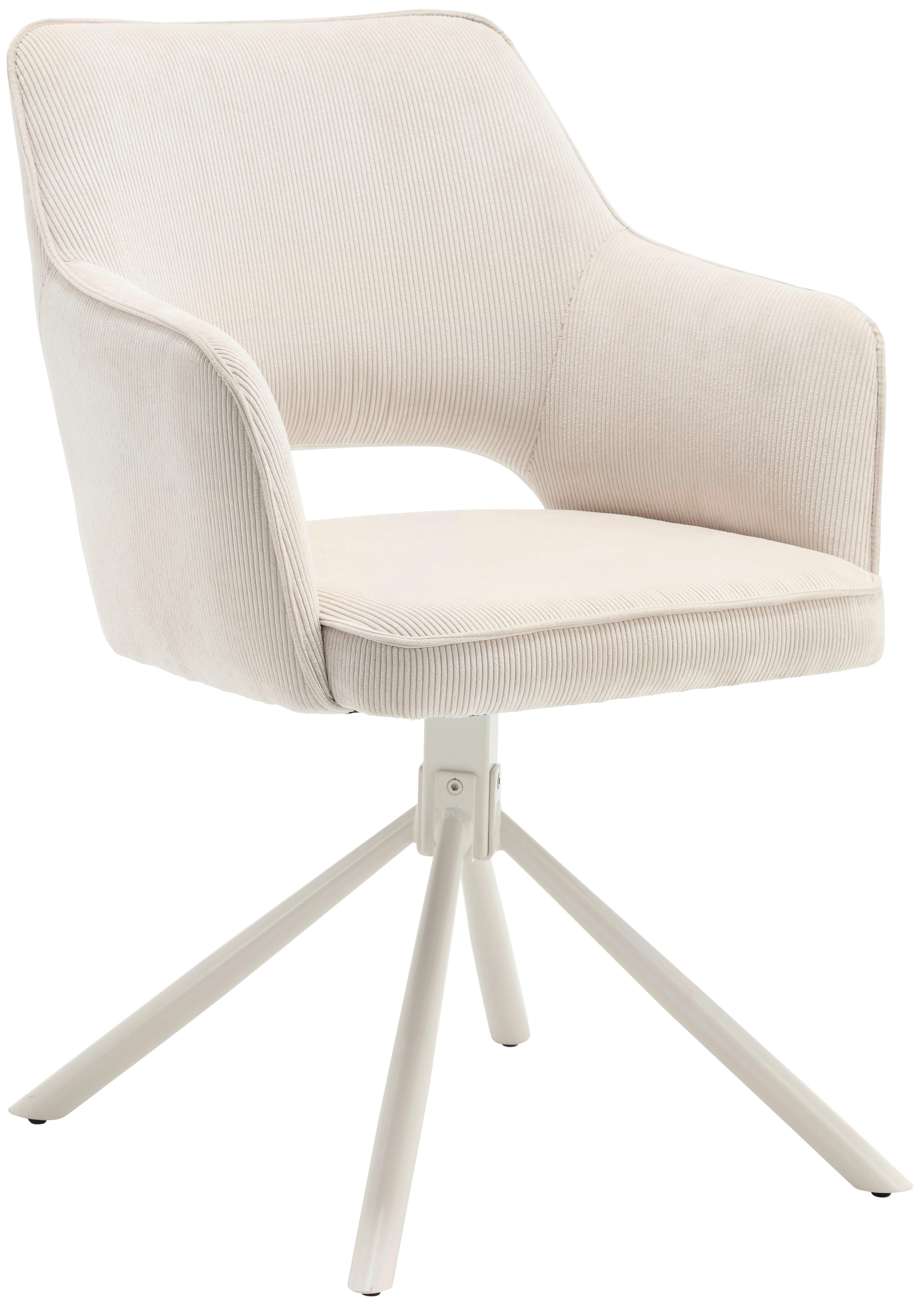 KRZESŁO Z PODŁOKIETNIKAMI ADELE - kremowy, Modern, metal/tkanina (61/85/61cm) - Livetastic