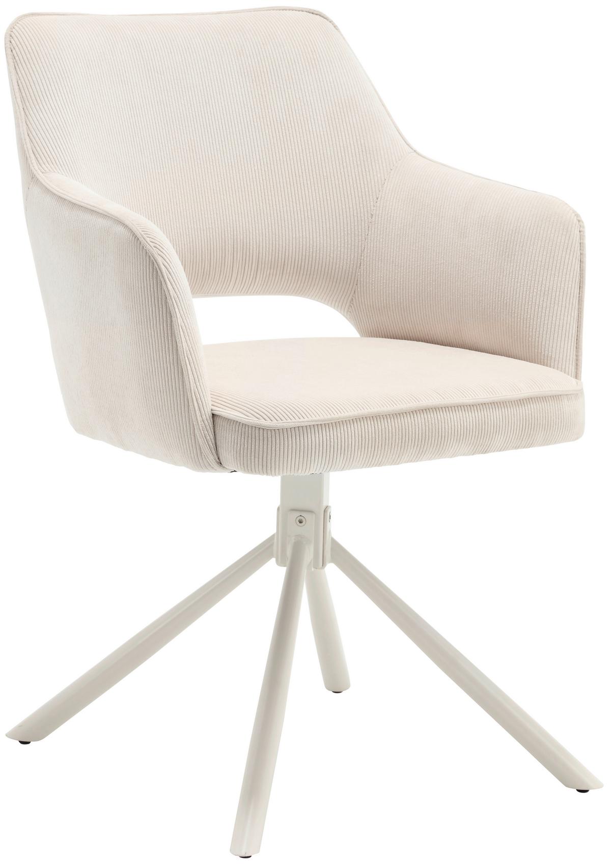 KRZESŁO Z PODŁOKIETNIKAMI ADELE - kremowy, Modern, metal/tkanina (61/85/61cm) - Livetastic