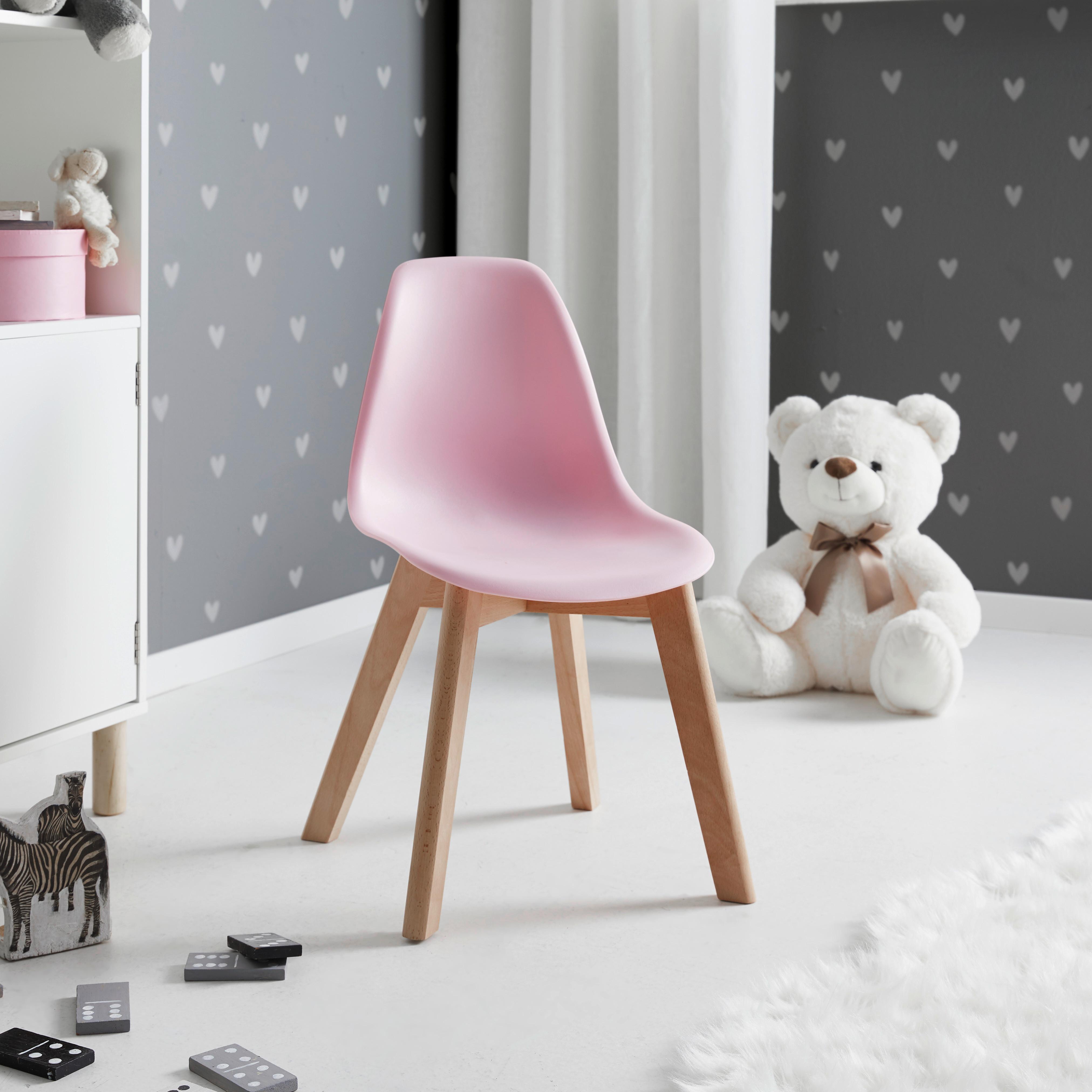 Kinderstuhl Tibby Rosa Kunststoff/Echtholz - Rosa, MODERN, Holz/Kunststoff (30/58/34cm) - Bessagi Kids