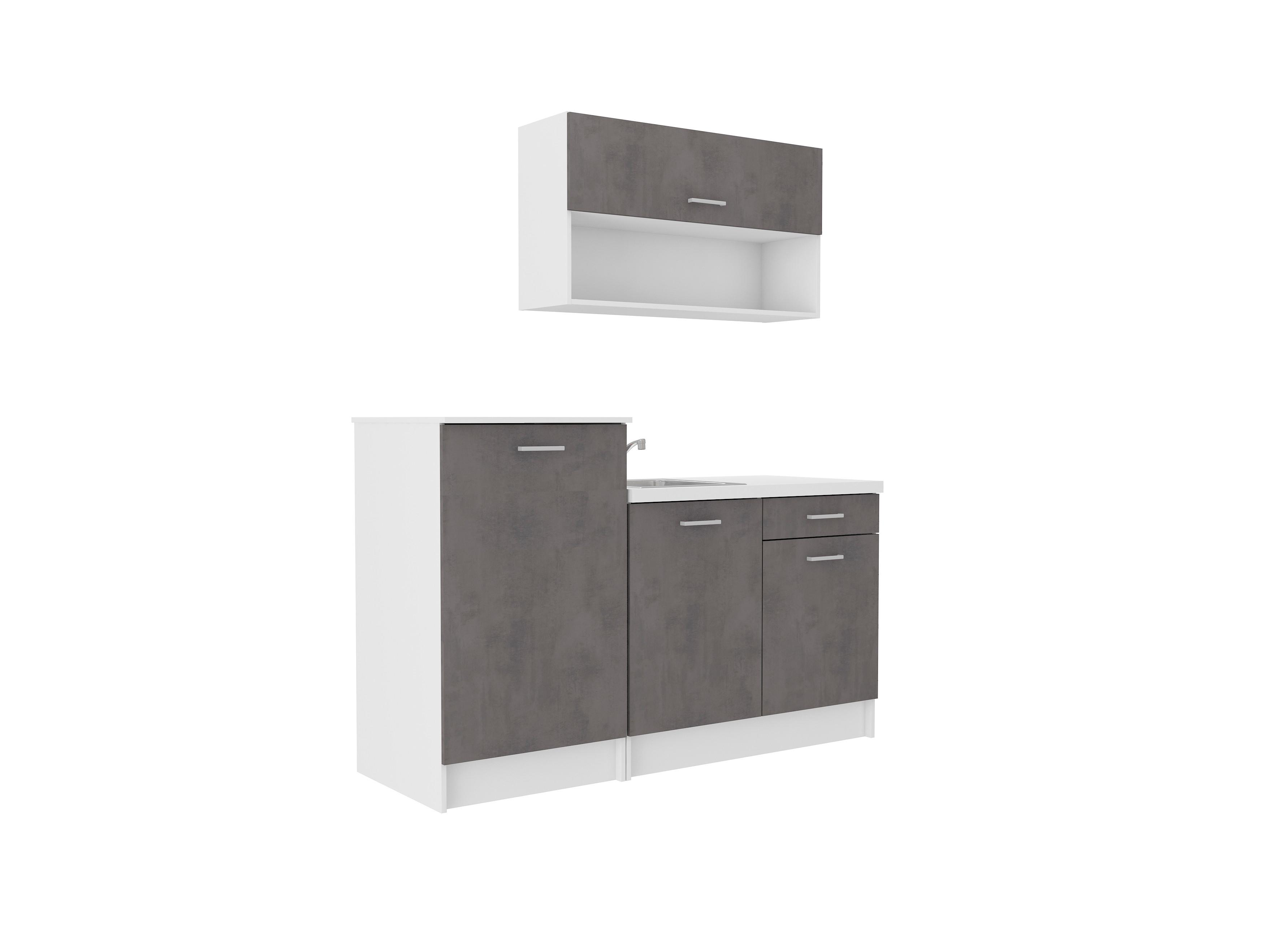 Kuhinjski Blok Brez Aparatov Smart, Siva, Bela, 160cm - siva/bela, Design, umetna masa/leseni material (160cm) - P & B