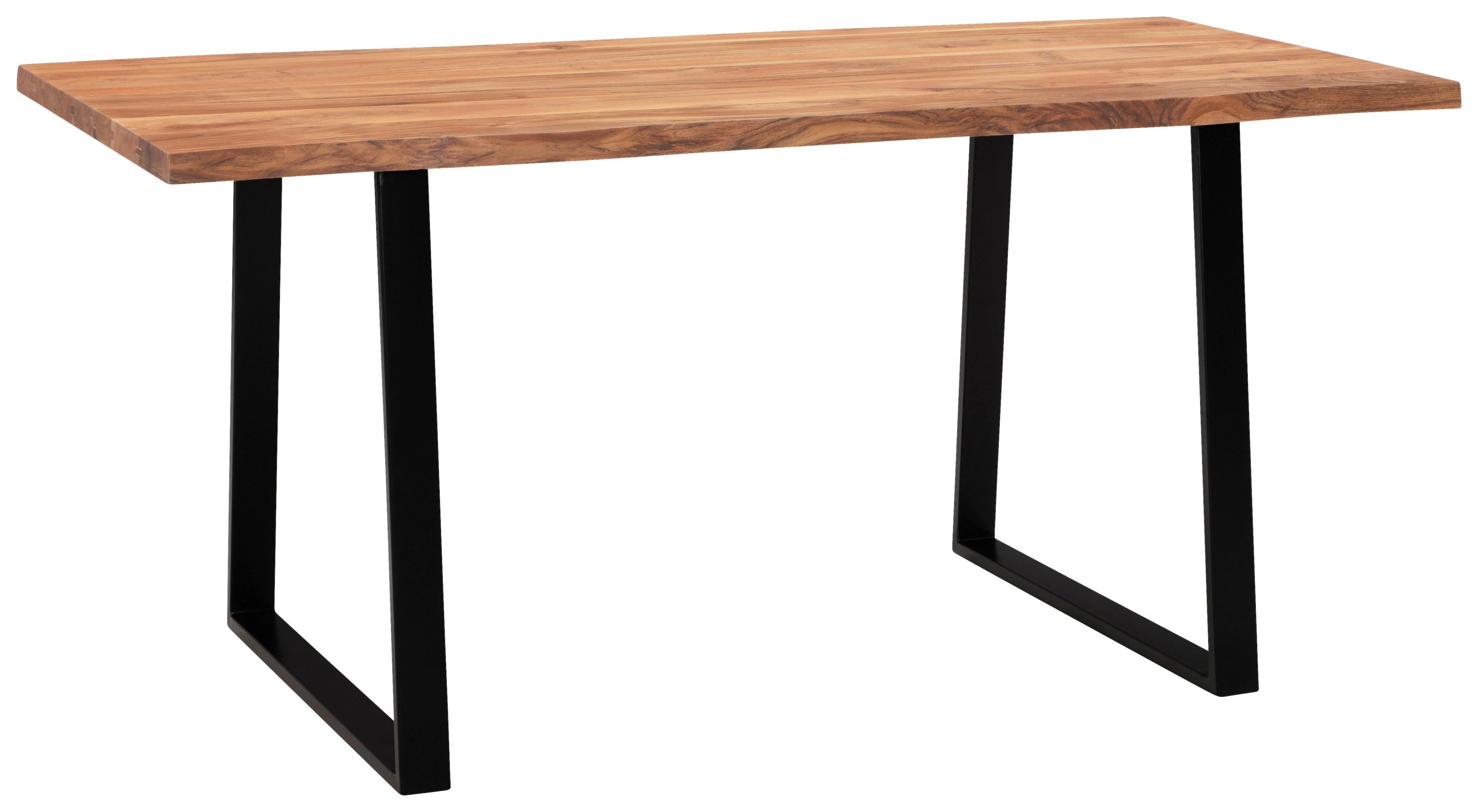 Pisalna Miza Akazie, Pravi Les, 140x80cm - črna/barve akacije, Moderno, kovina/les (140/80/76cm) - MID.YOU