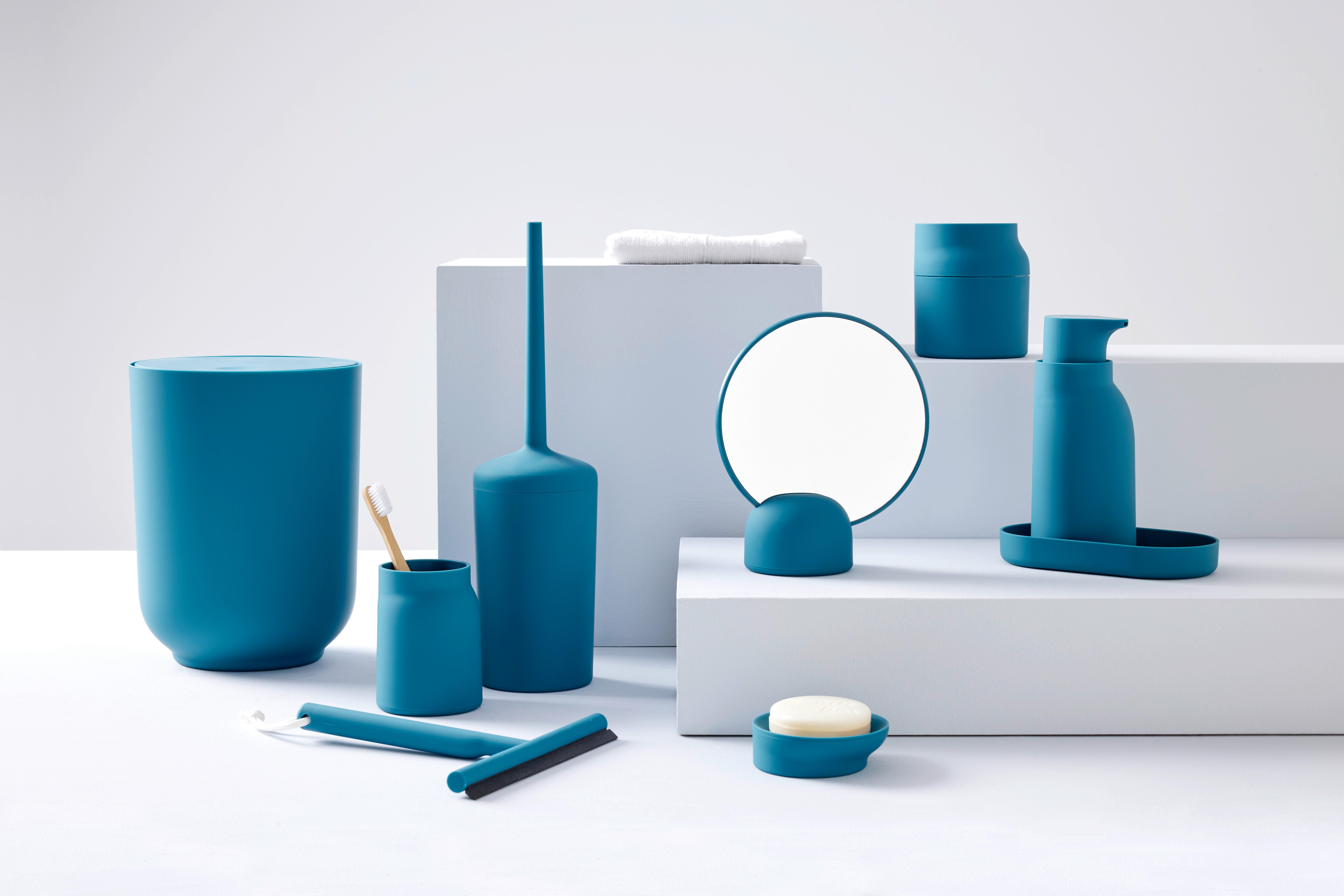 Kozmetičko Ogledalo Naime - plava, Modern, staklo/plastika (17/19,8/8,5cm) - Premium Living