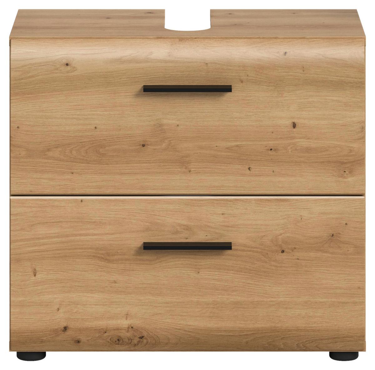 Omarica Za Pod Umivalnik Ice, Barva Hrasta - črna/hrast artisan, Basics, umetna masa/leseni material (60/55/30cm) - MID.YOU