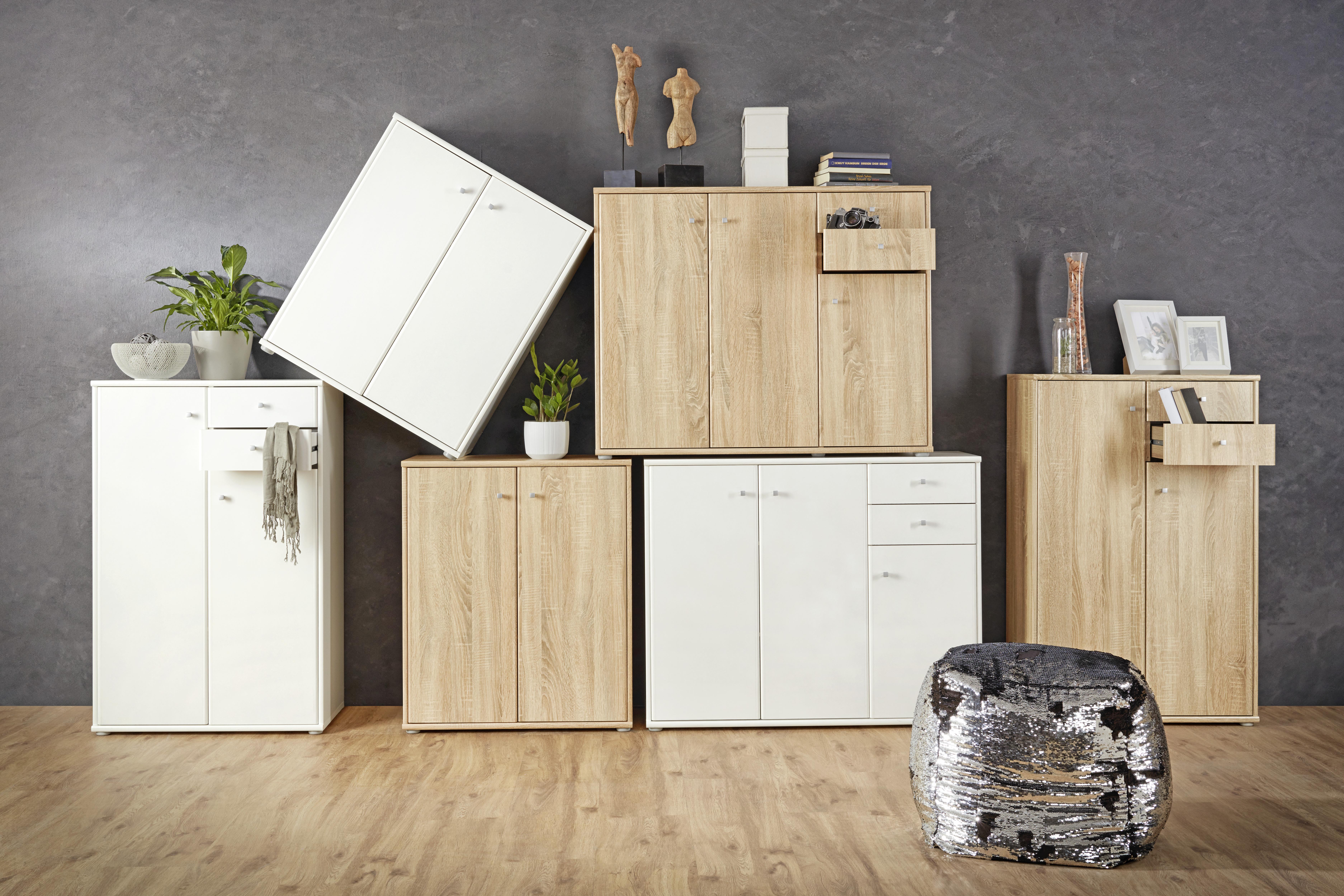 Kommode in Weiß - Weiß/Grau, MODERN, Holzwerkstoff/Kunststoff (72/86/34cm) - Modern Living