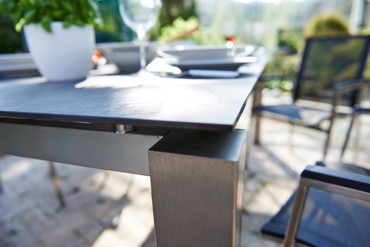 Gartengarnitur Auris ca. 200x100 cm Edelstahl - Edelstahlfarben/Grau, Basics, Keramik/Kunststoff (200/75/100cm) - Acamp