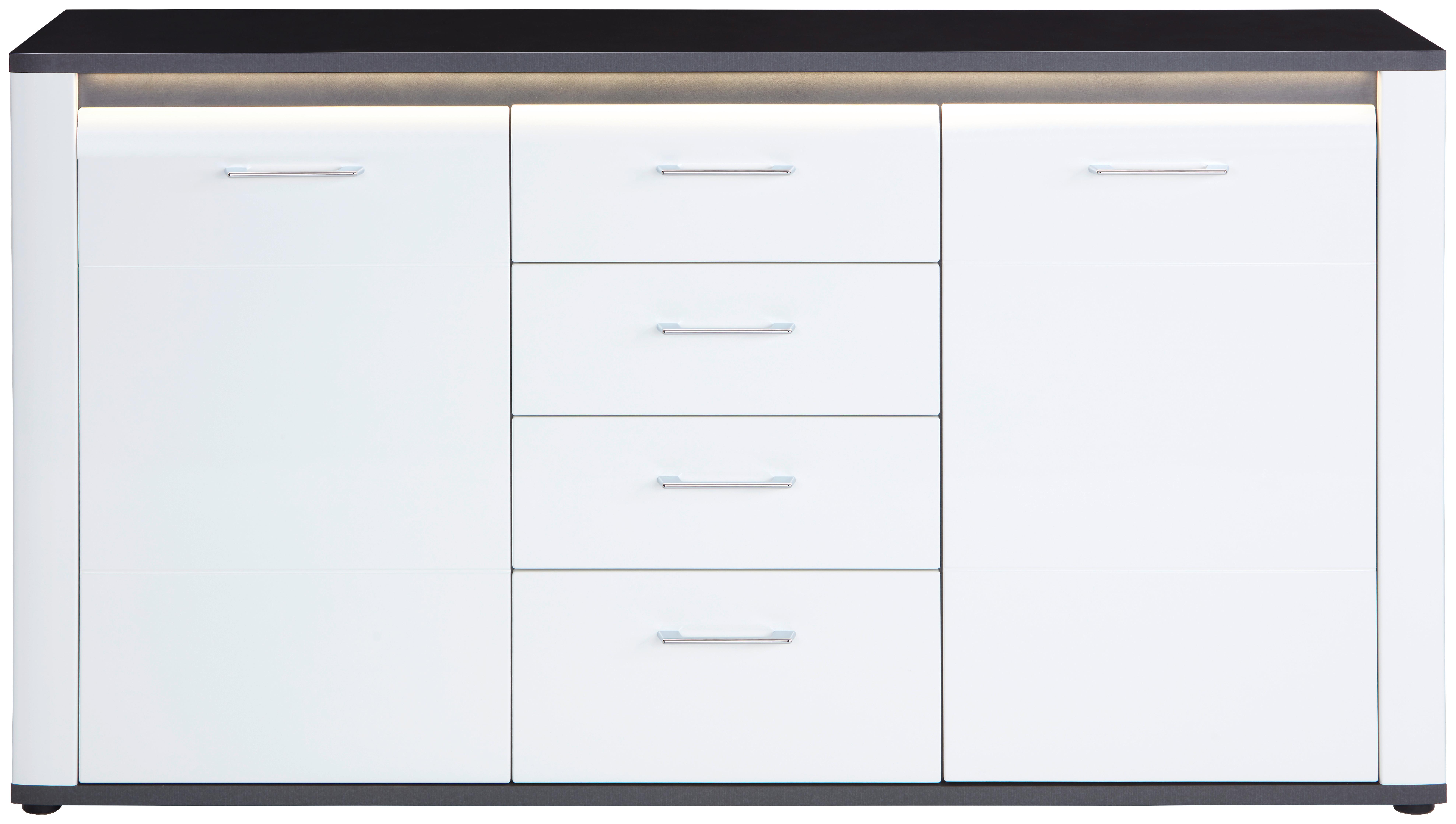 Komoda Alassio Alsk09 - bijela/boje grafita, Moderno, drvni materijal/plastika (156,3/86,2/40,5cm) - Modern Living