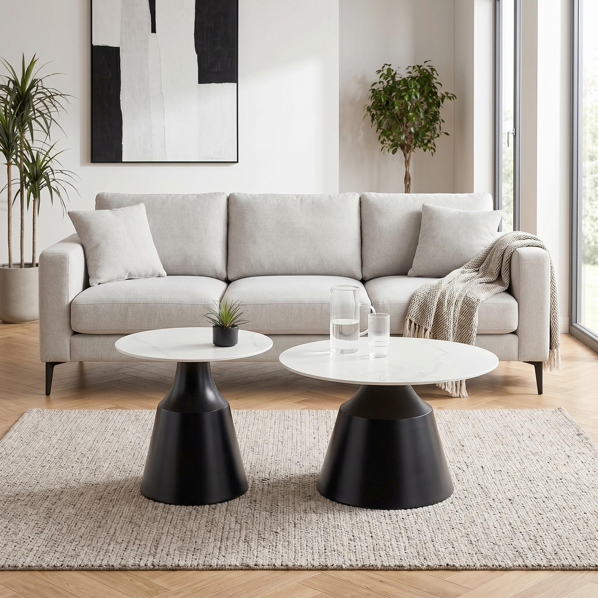 SOFFBORD NOAH - vit/svart, Modern, metall/keramik (70/50/70/50/43/48cm) - Mömax