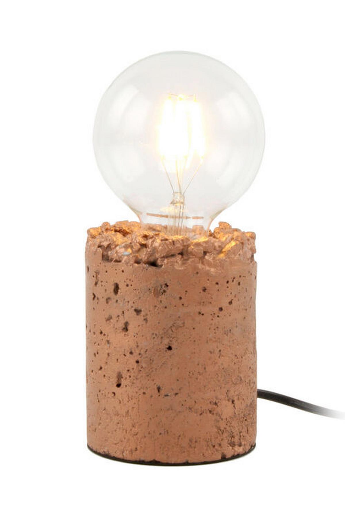 Tischleuchte Tischlampe Curacao 525 - Kupferfarben, Trend, Stein (9,5/9,5/13,5cm) - Kayoom
