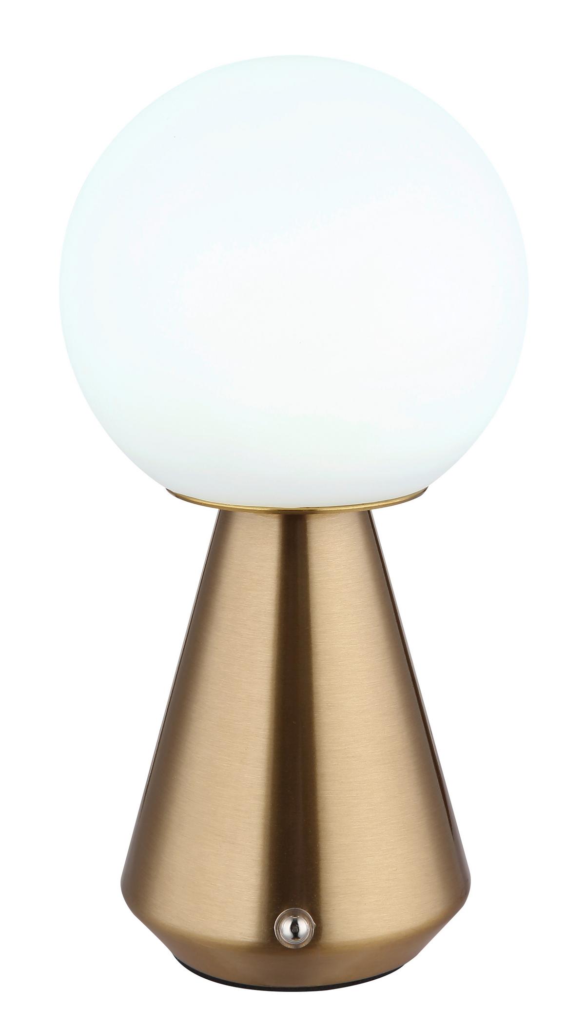 AKKU-TISCHLEUCHTE 21029C SORA - Weiss/Kupferfarben, Konventionell, Kunststoff/Metall (12/23,5cm) - Globo