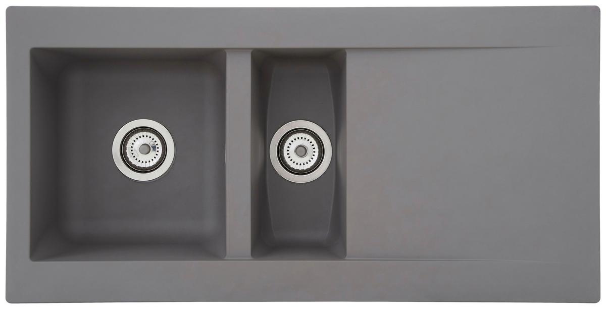 Einbauspüle Denver ca. 100x20x50 cm Grau - Grau, Trend, Glas/Kunststoff (100/20/50cm) - Respekta