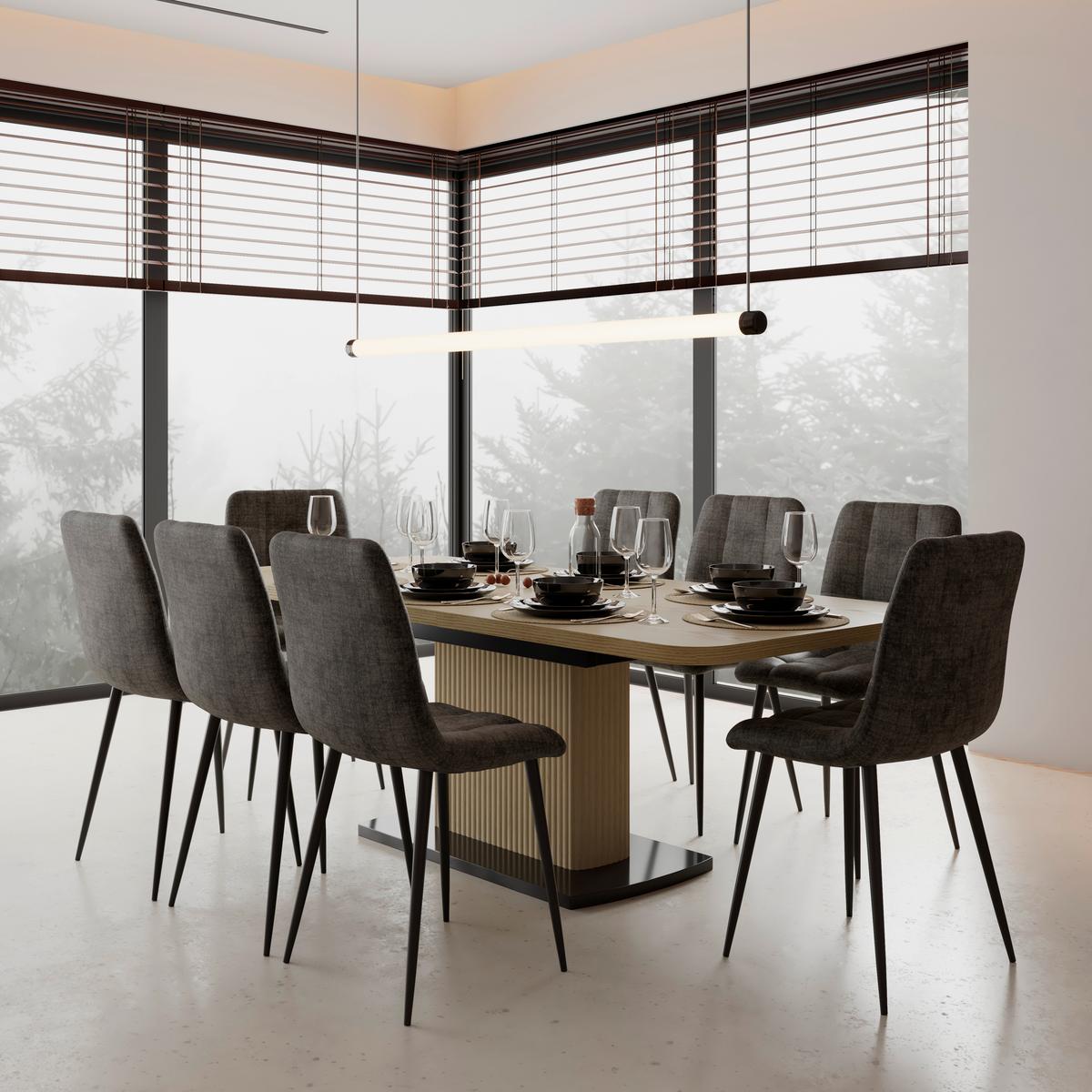 Ausziehtisch Amado Eichefarben Eiche furniert - Eichefarben/Schwarz, MODERN, Holz/Holzwerkstoff (160-200/90/76cm) - Bessagi Home