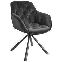 Armlehnstuhl Eileen in Schwarz Samt - Schwarz, LIFESTYLE, Textil/Metall (68/86/64cm) - Mömax