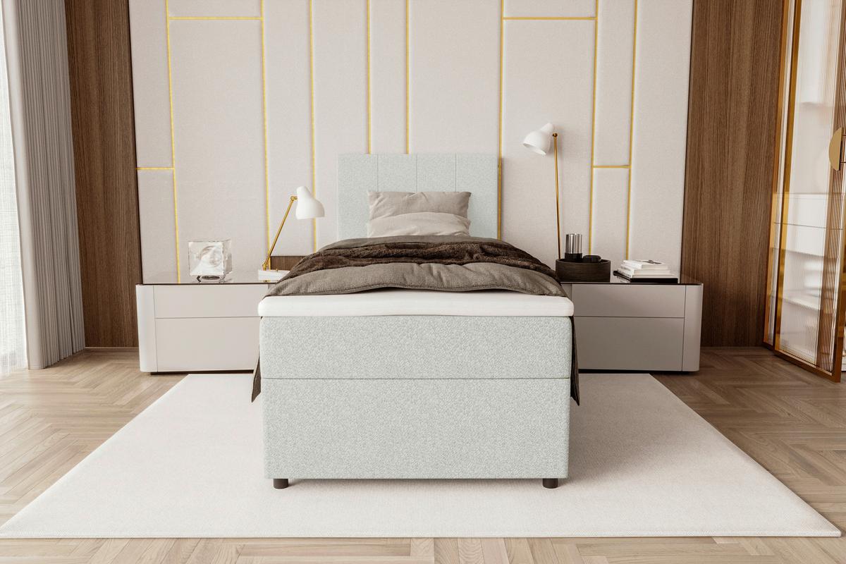 Boxbett Odin Hellgrau ca. 90x200cm - Hellgrau/Schwarz, KONVENTIONELL, Kunststoff/Textil (90/200cm) - Based