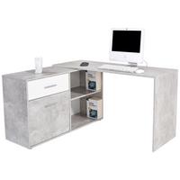 Íróasztal Beton-fehér Szín Prag 138 - alumínium színű/fehér, Modern, műanyag/faalapú anyag (138/74/120cm)