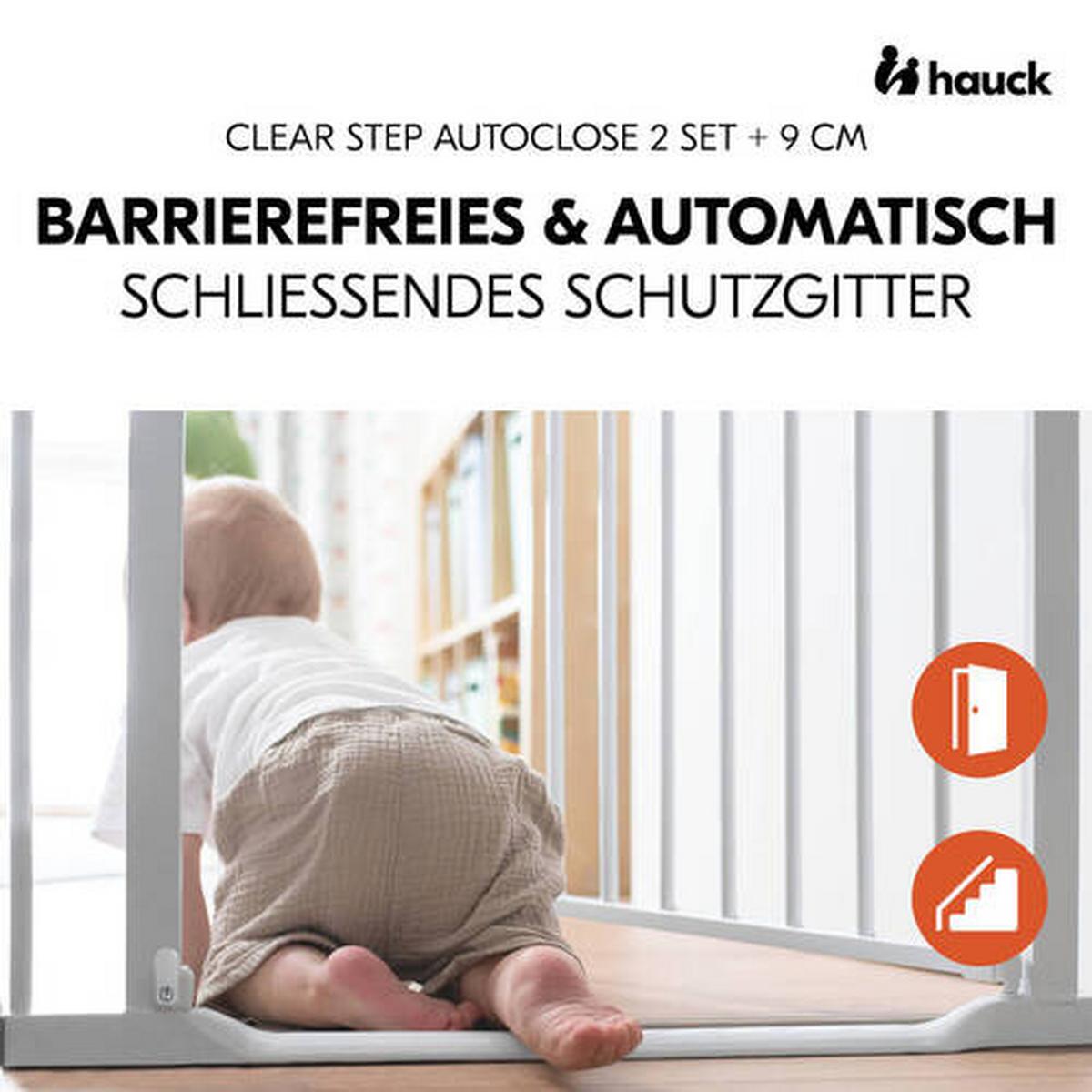 BRAMKA OCHRONNA NA SCHODY CLEAR STEP​ AUTOCLOSE 2 SET - biały, Basics, tworzywo sztuczne/metal (84 - 89/77/4cm) - Hauck