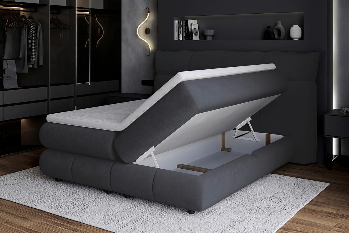 Boxspring Krevet Carmelo - crna, Trend, tekstil/plastika (140/200cm) - Premium Living