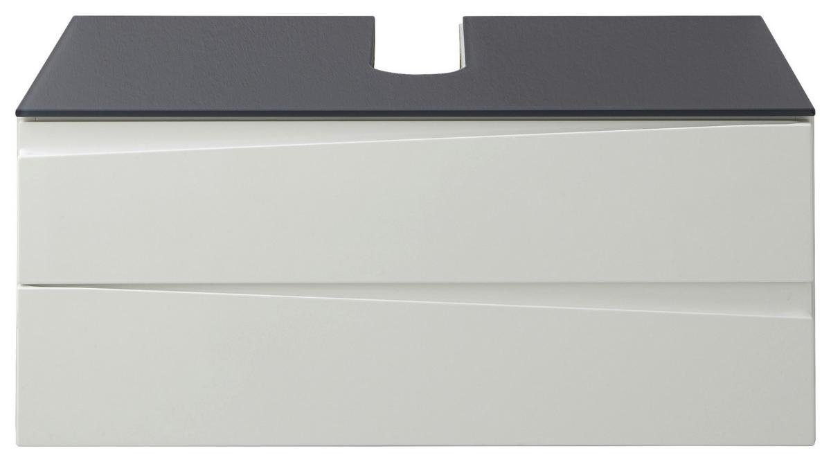Waschbeckenunterschrank Shape ca. 80x33x47cm Weiß/Grau - Weiß Hochglanz/Grau, MODERN, Glas/Holzwerkstoff (80/33/47cm) - MID.YOU