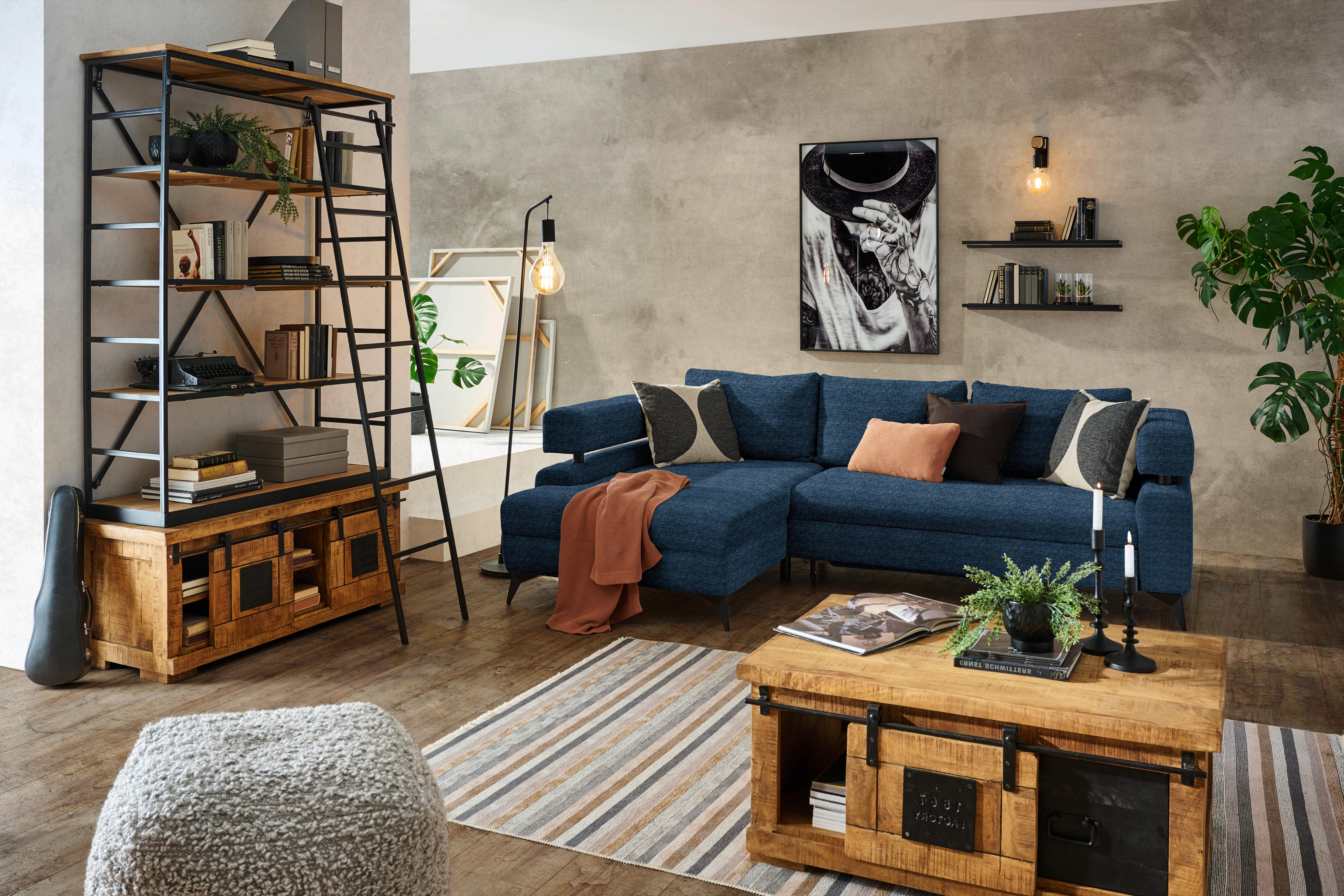 Kutna Garnitura Rosalie - tamno plava/crna, Konvencionalno, tekstil/metal (184/265cm) - Modern Living