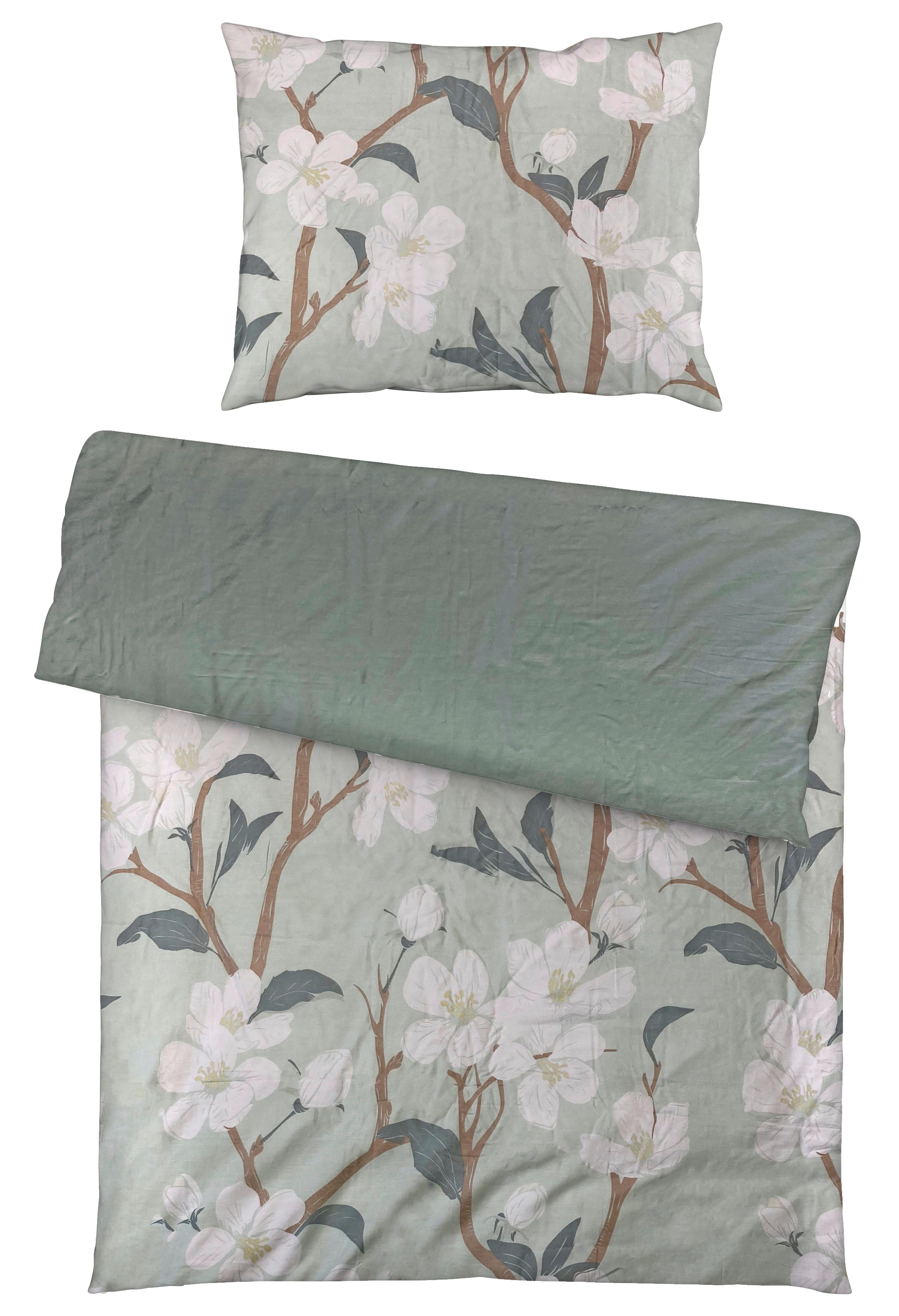 Ágyneműhuzat-garnitúra 3 Részes Zöld/virágmintás - textil