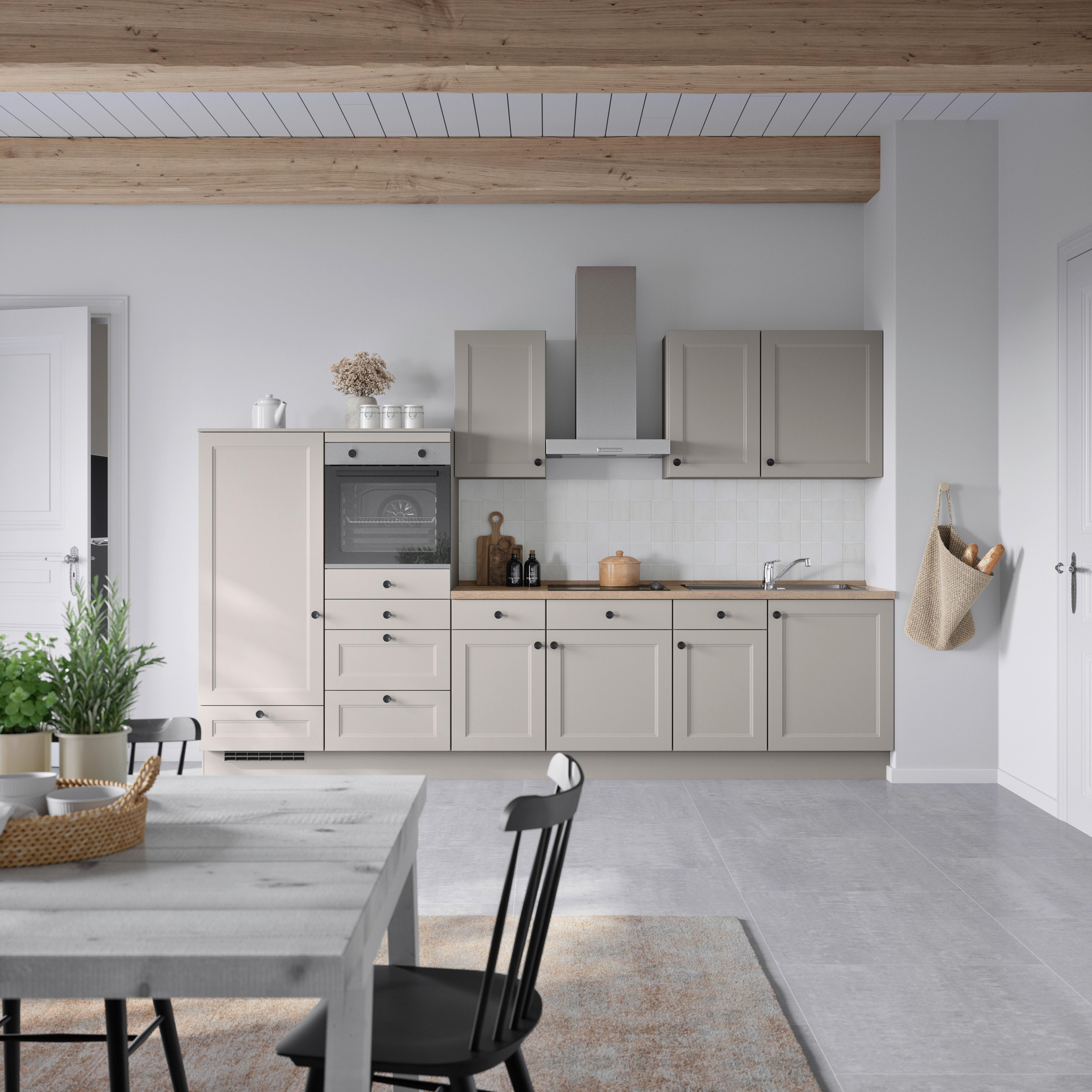 Küchenblock Cascada Low m. Geräten Grau - Eiche dunkel/Schwarz, MODERN, Holzwerkstoff/Metall (330cm) - Nobilia