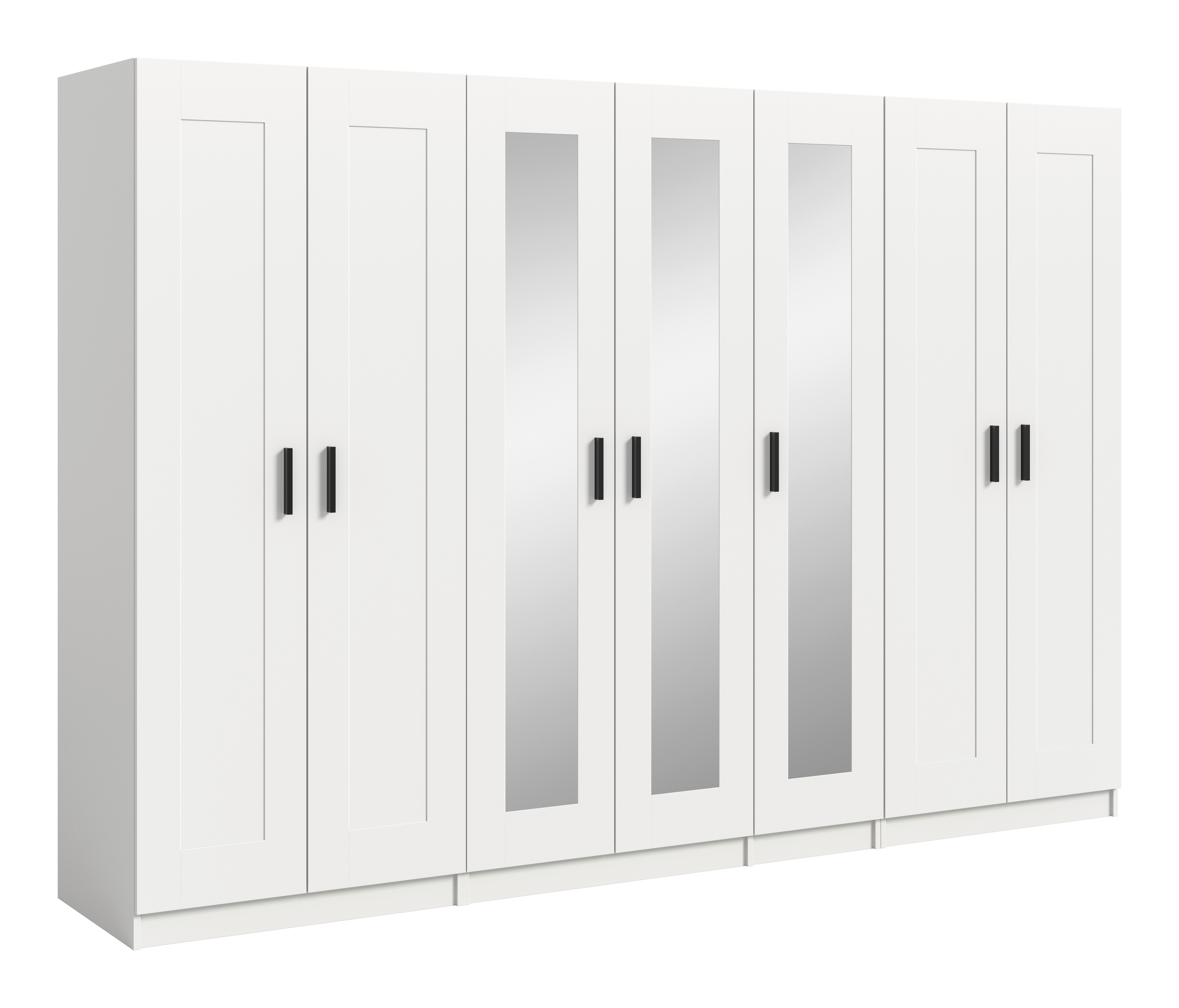 Drehtürenschrank Visby Weiß - Schwarz/Weiß, ROMANTIK / LANDHAUS, Holzwerkstoff/Kunststoff (280/194/56cm) - Livetastic