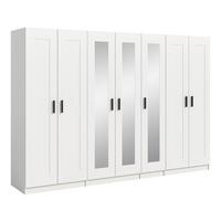 Drehtürenschrank Visby Weiß - Schwarz/Weiß, ROMANTIK / LANDHAUS, Holzwerkstoff/Kunststoff (280/194/56cm) - Livetastic