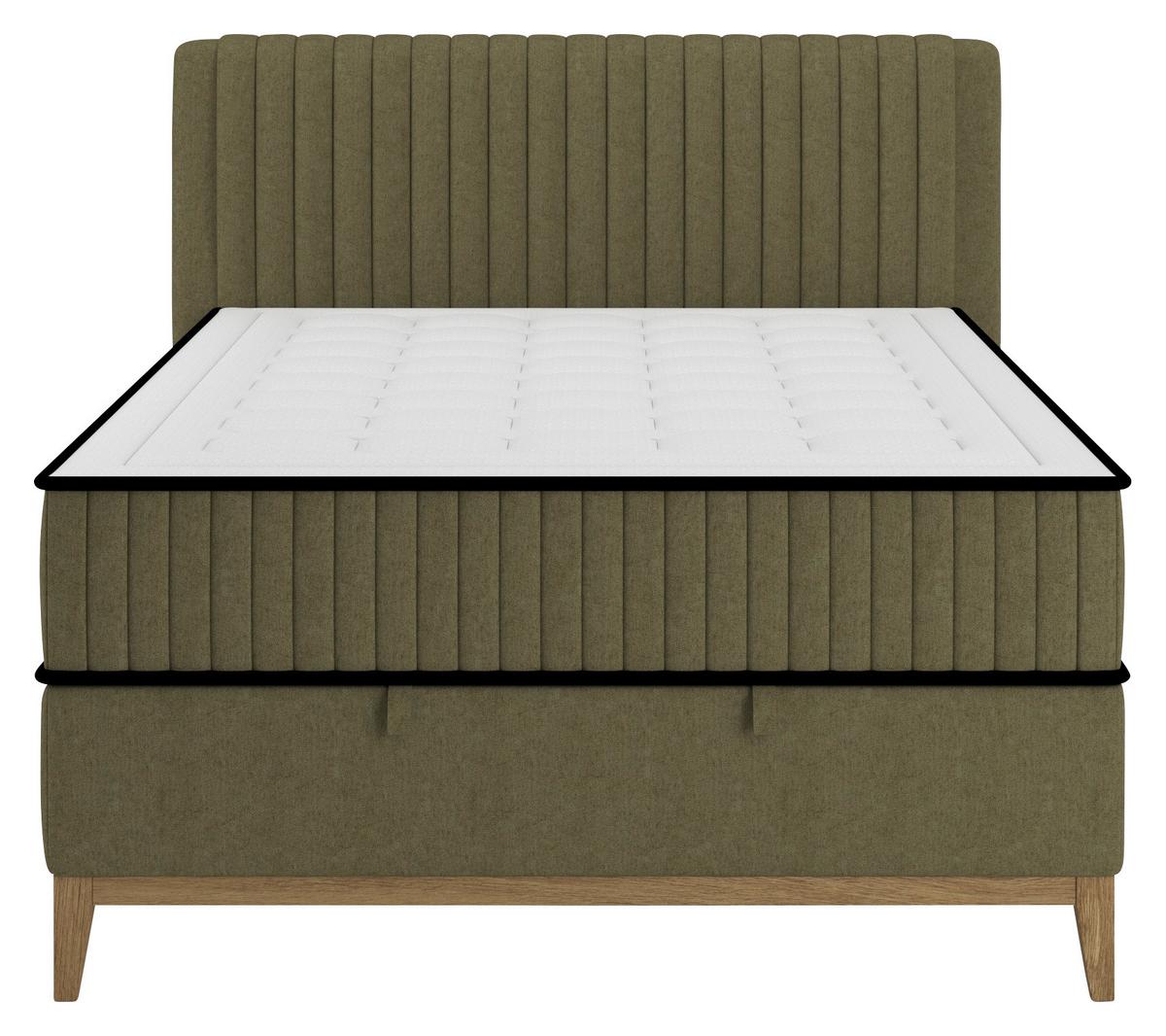 Bett Elena Olivgrün ca. 140x200cm - Olivgrün, KONVENTIONELL, Holz/Holzwerkstoff (140/200cm) - Sembella