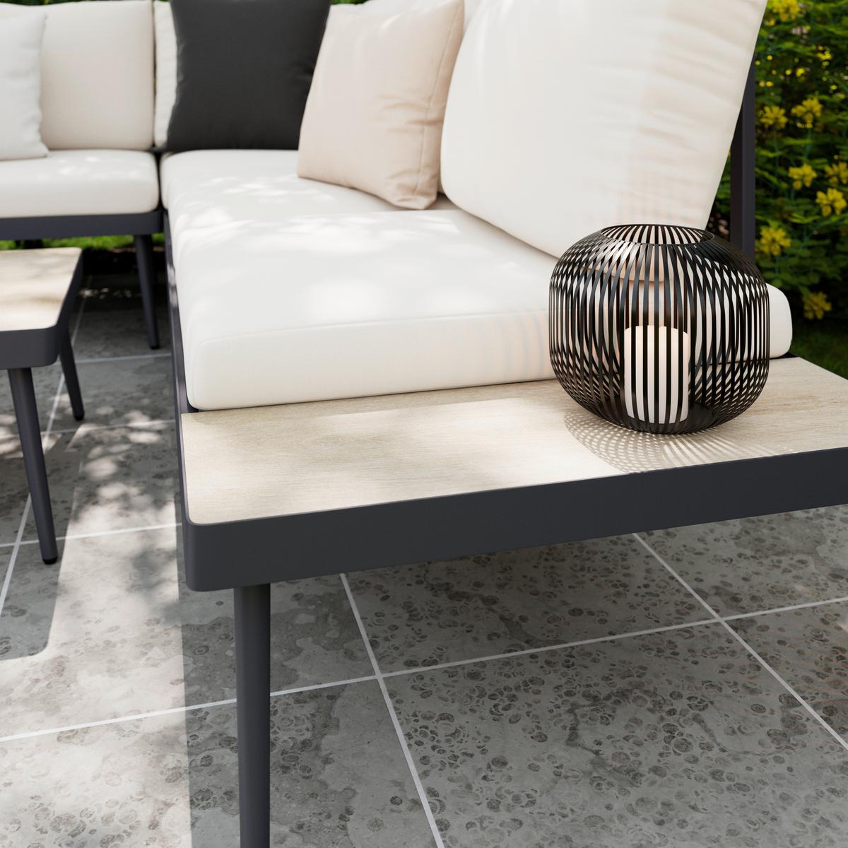 Lounge Garnitura Sejla, Bež, Temno Siva, 3-Delno - temno siva/bež, Moderno, kovina/umetna masa (226/65/226cm) - Mömax