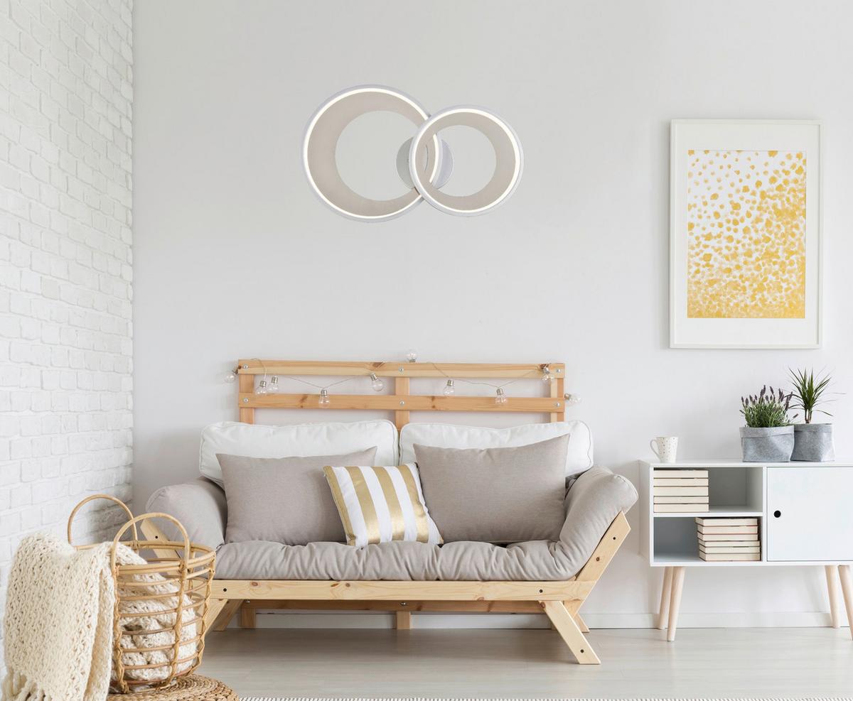 Plafonieră cu LED LUKI - argintiu/culoare crom, Modern, plastic/metal (55cm) - Modern Living