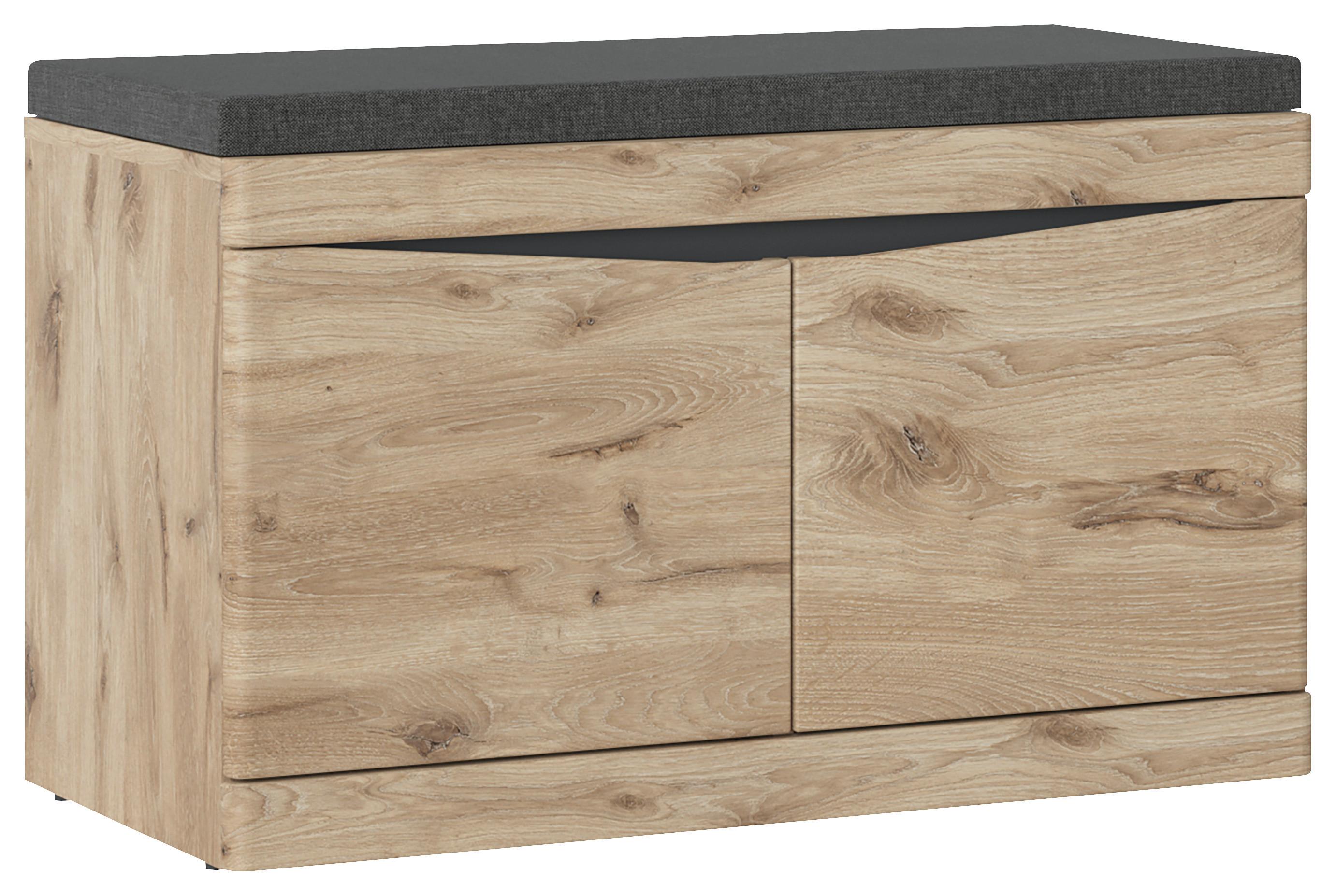 Klupa Twist - boje hrasta/antracit, Moderno, drvni materijal/tekstil (86/49/39,9cm) - Modern Living